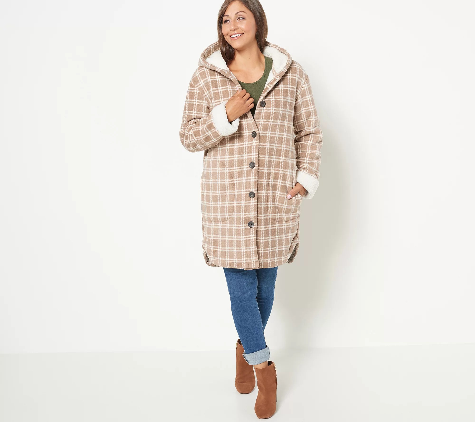 Centigrade Bonded Sherpa Lined Plaid Jacket