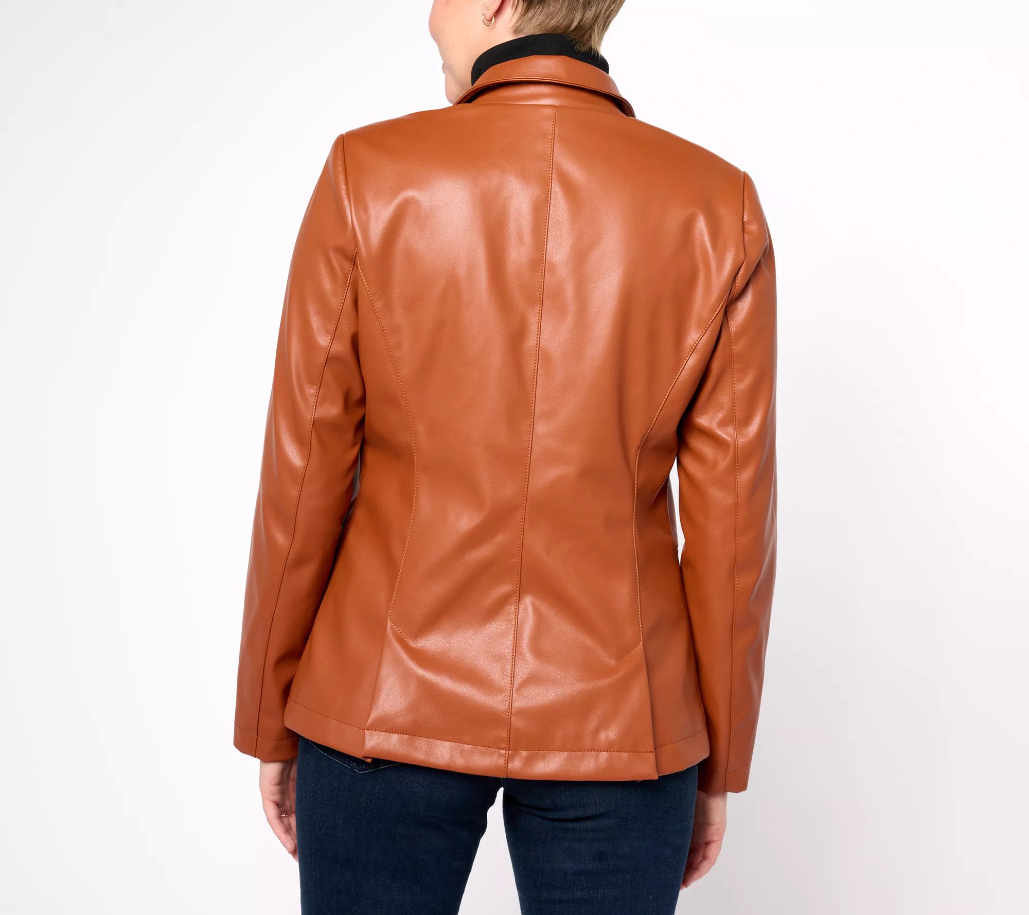 "As Is" Denim & Co. Faux Leather Blazer