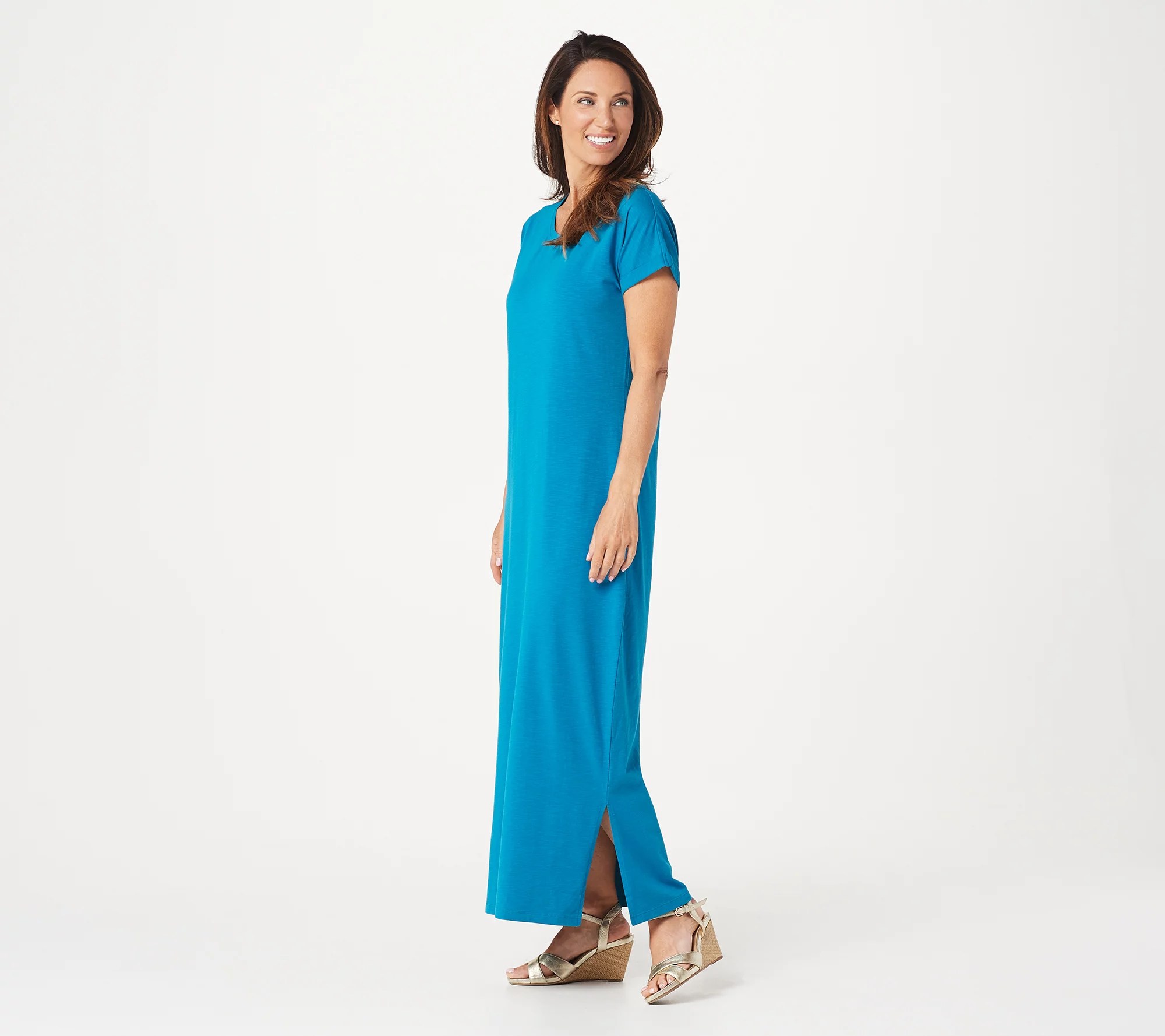 "As Is" Denim & Co. Textured Knit Scoop Neck Maxi Dress