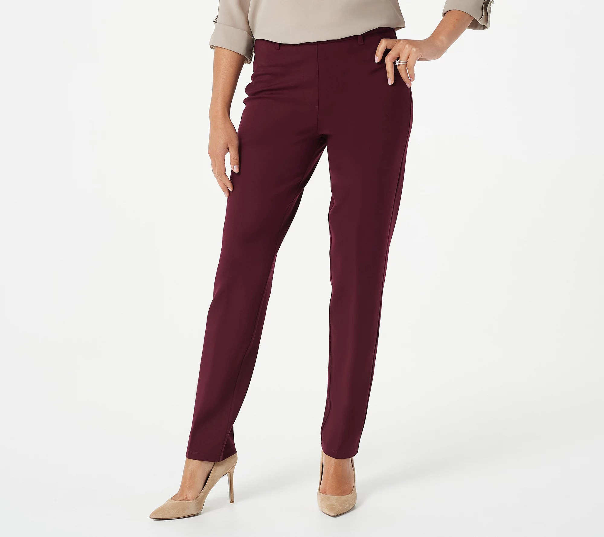 Susan Graver Regular Ponte Knit PullOn SlimLeg Pants