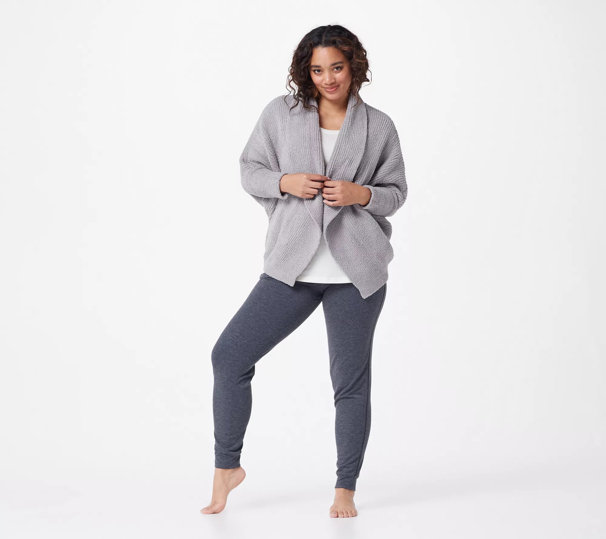 "As Is" Barefoot Dreams CozyChic Chevron Ribbed Cardi