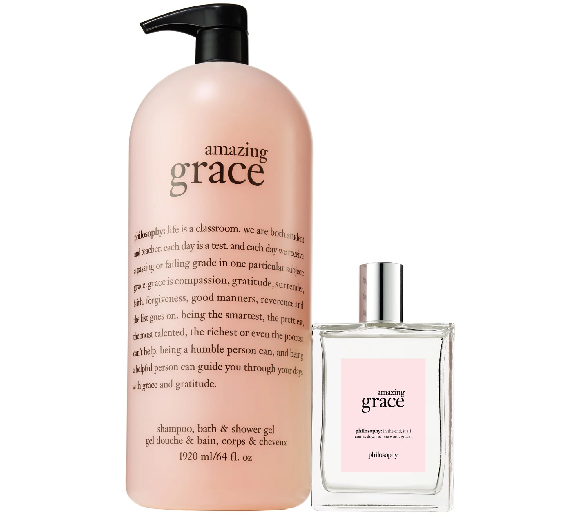 (QVC) Q2 philosophy megasize 64oz amazing grace shower gel & 6oz edt