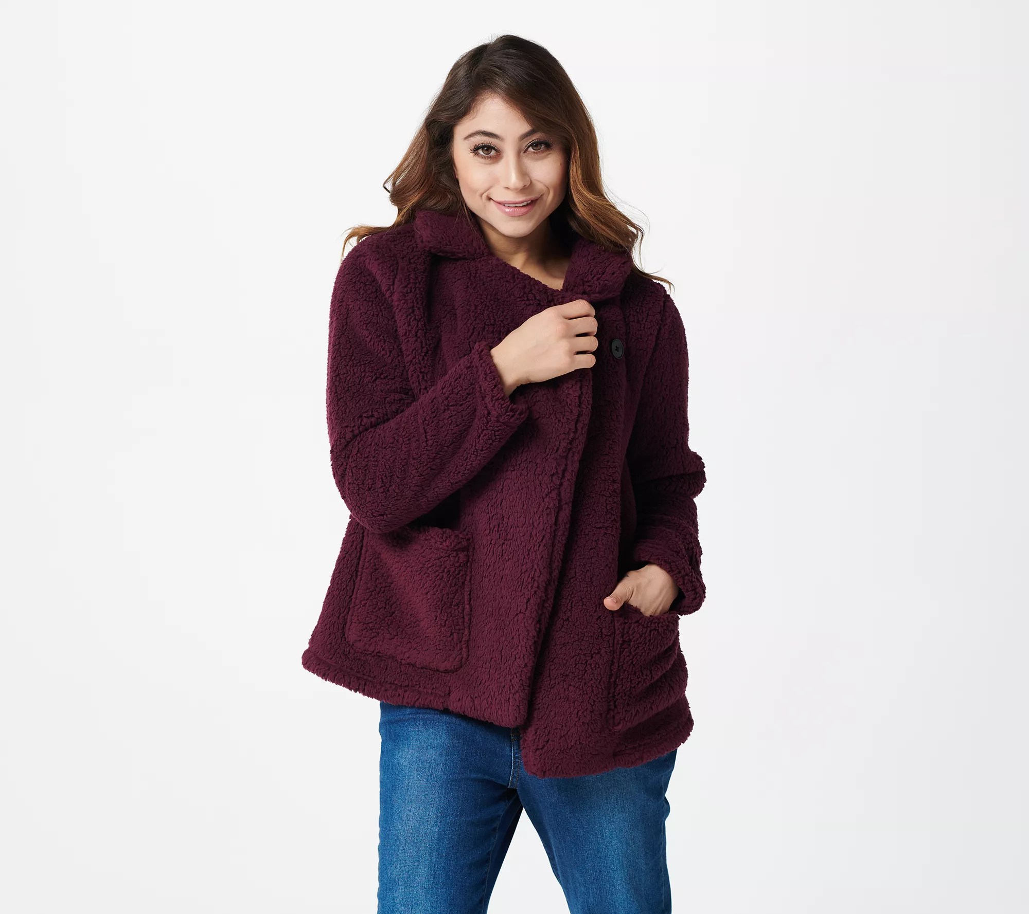 "As Is" Cuddl Duds Sherpa Wrap Front Jacket