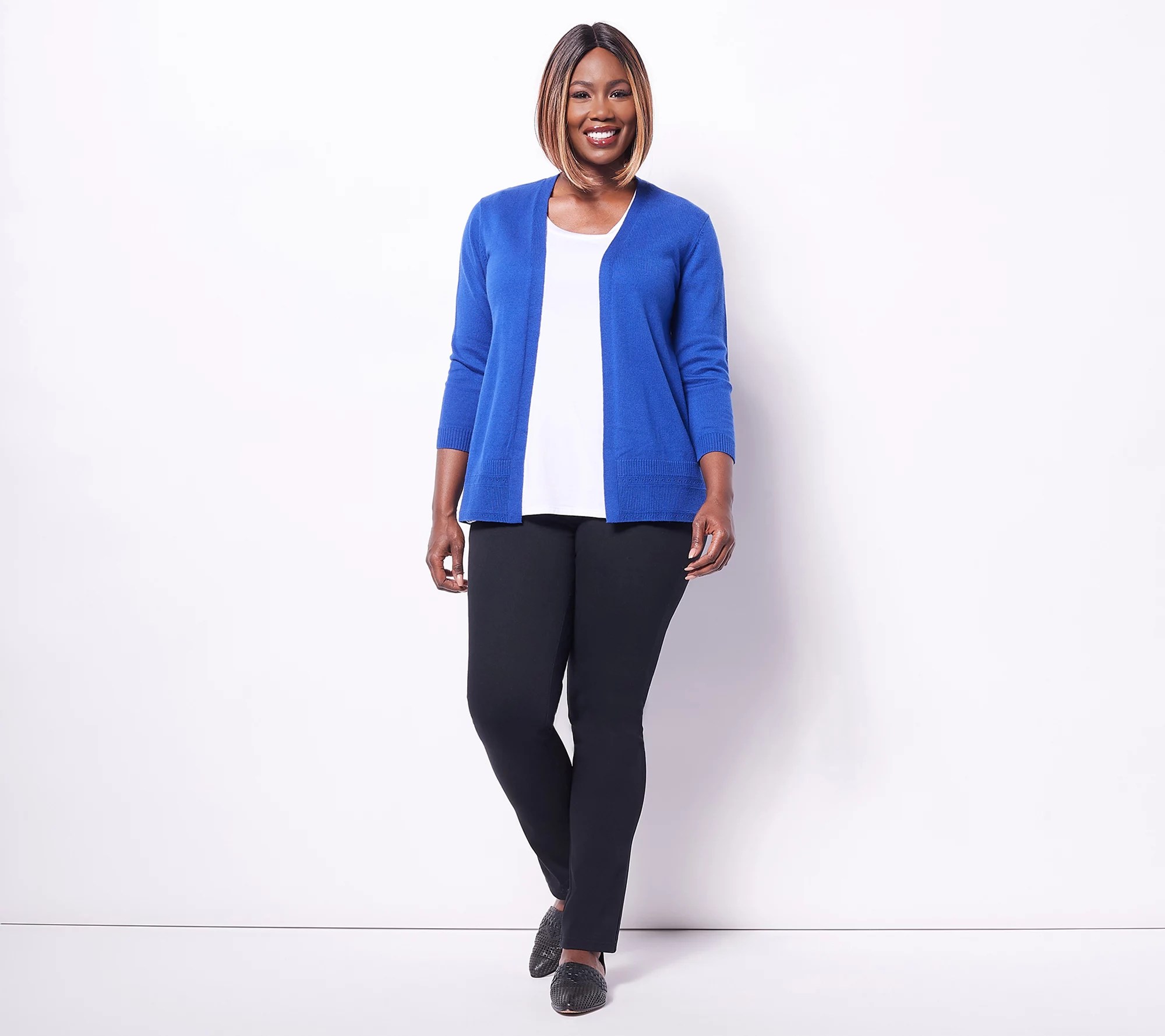 Denim & Co. OpenFront 3/4Sleeve Cardigan Sweater