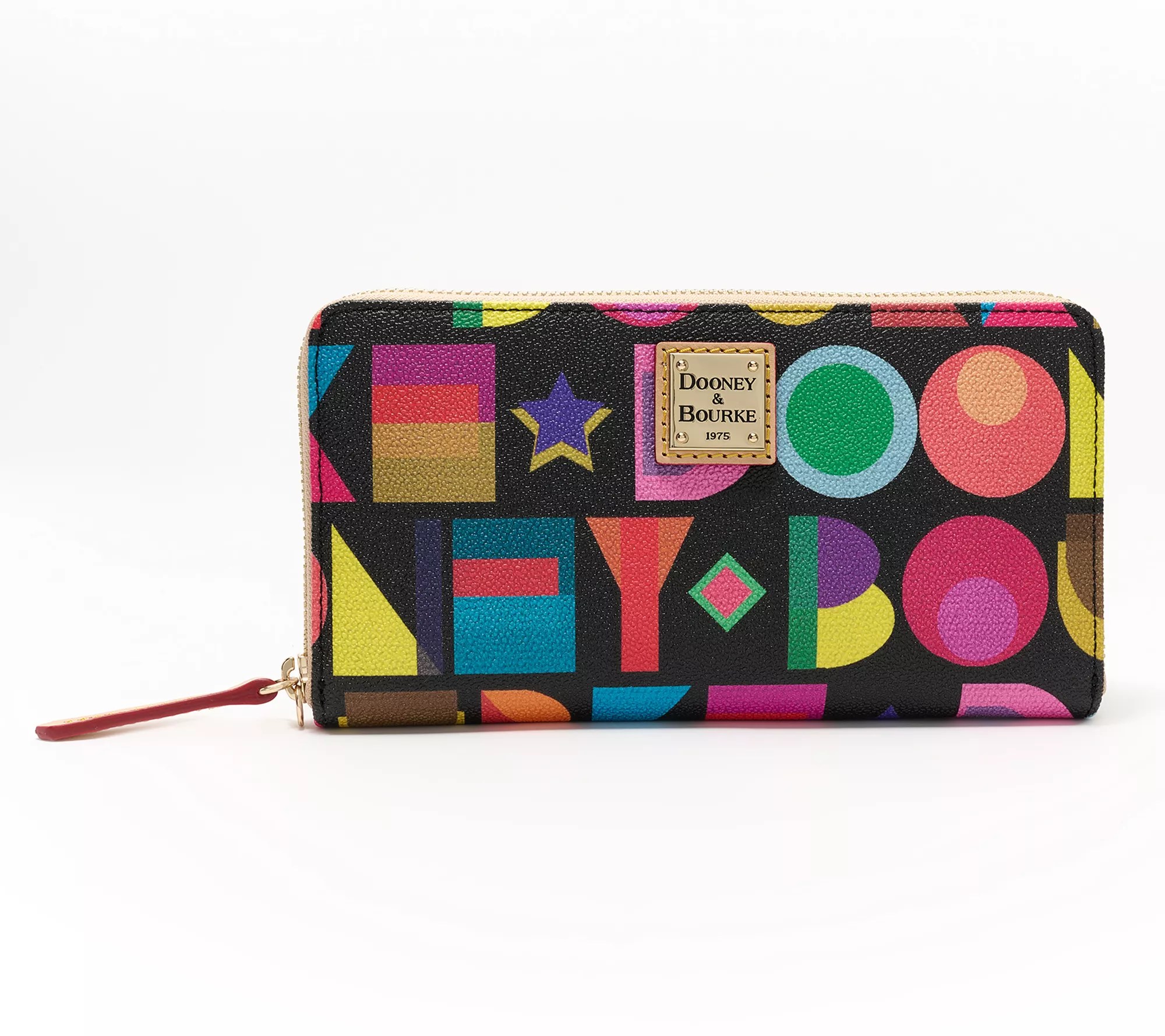 Dooney & Bourke Art Deco Coated Cotton Large Zip Around Wristlet