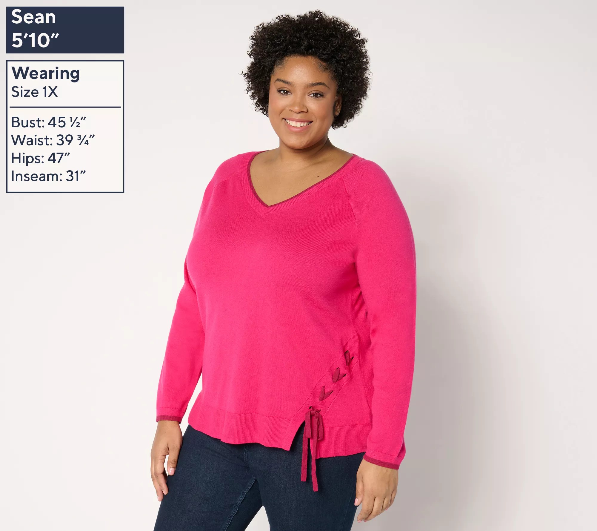 Attitudes by Renee Lace-Up Detail Sweater - QVC.com