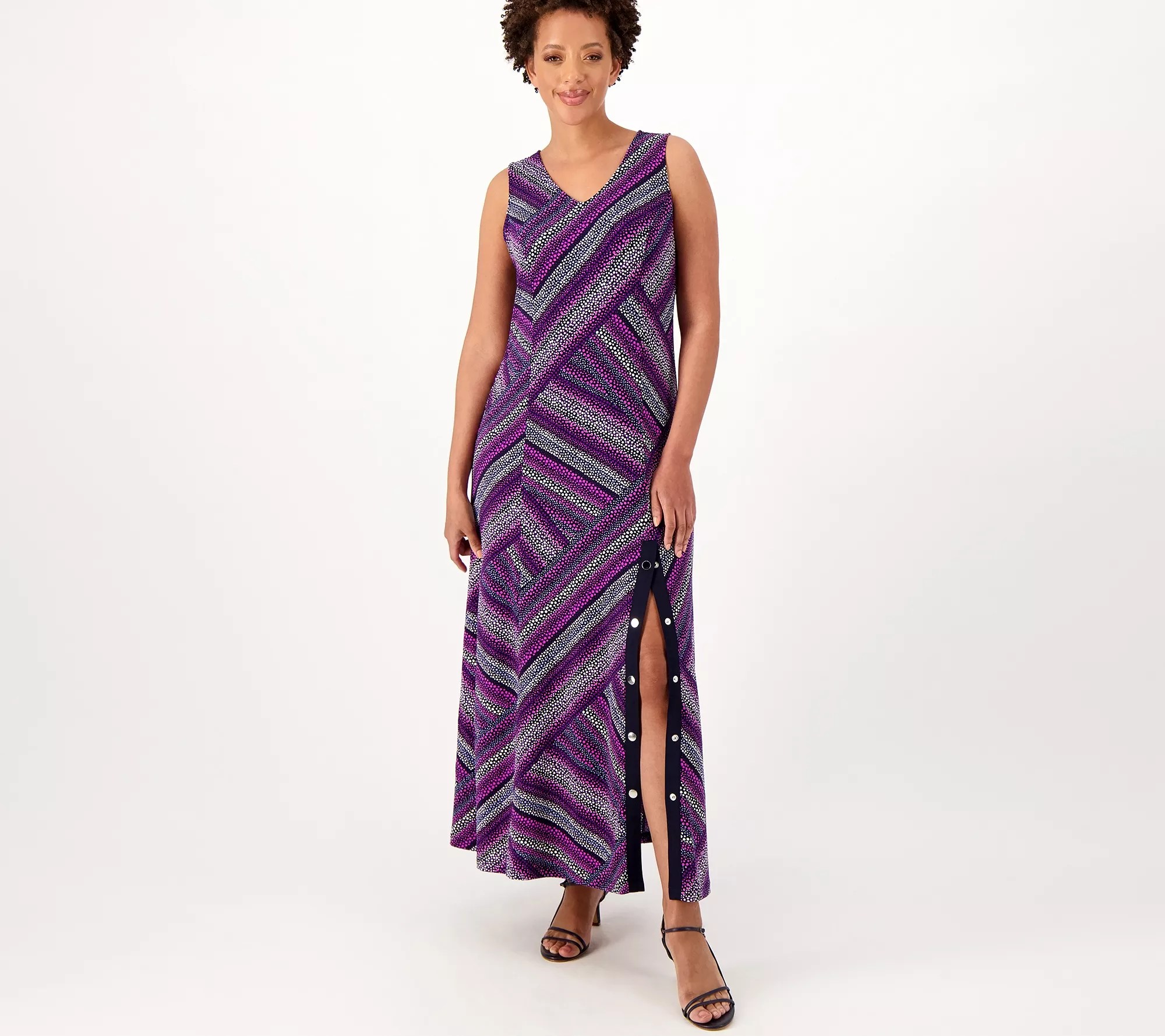Susan Graver Petite Solid or Printed Liquid Knit Maxi Dress