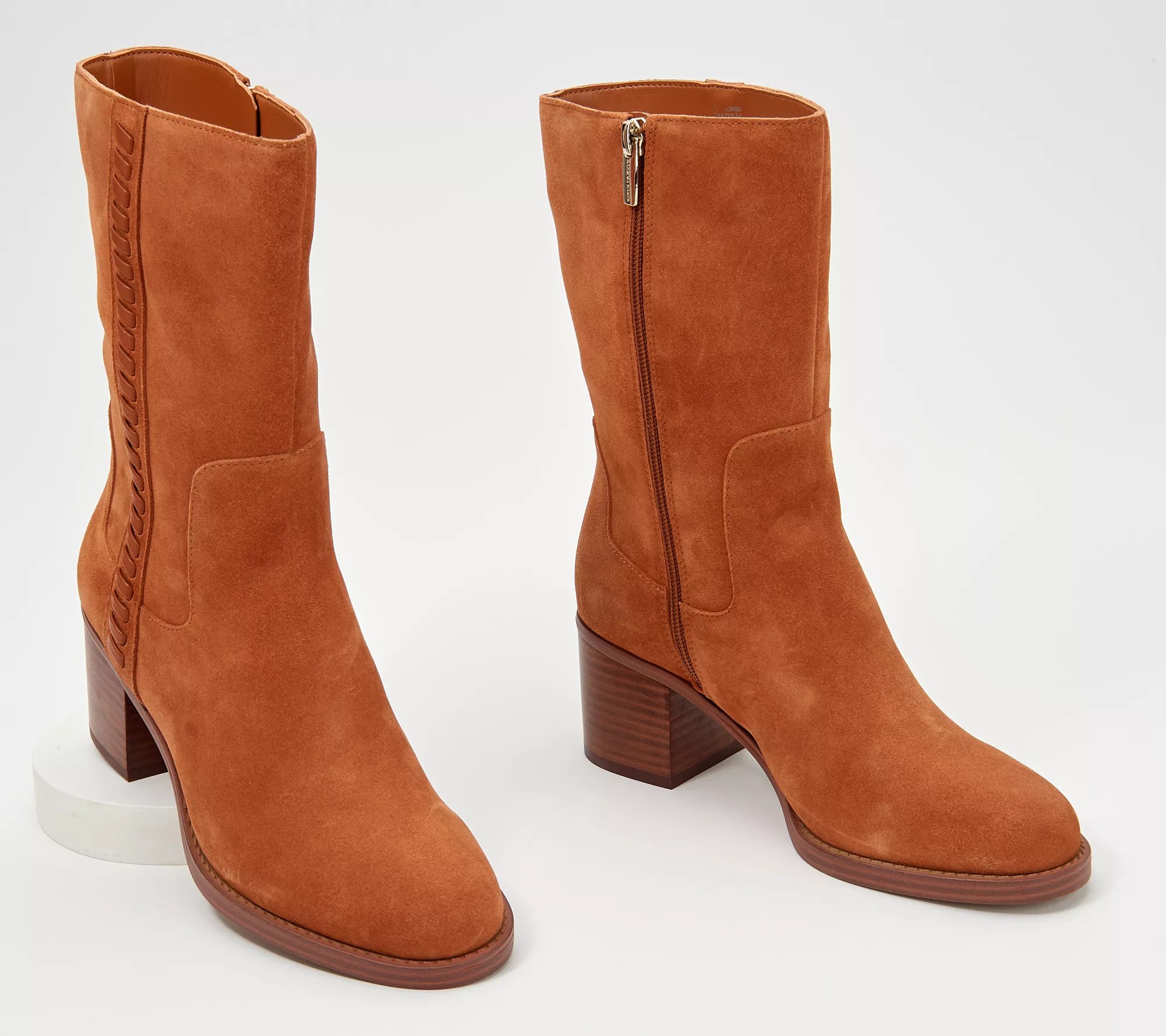 "As Is" Vince Camuto Water Repellent Mid Shaft Suede Boots Zelcinna