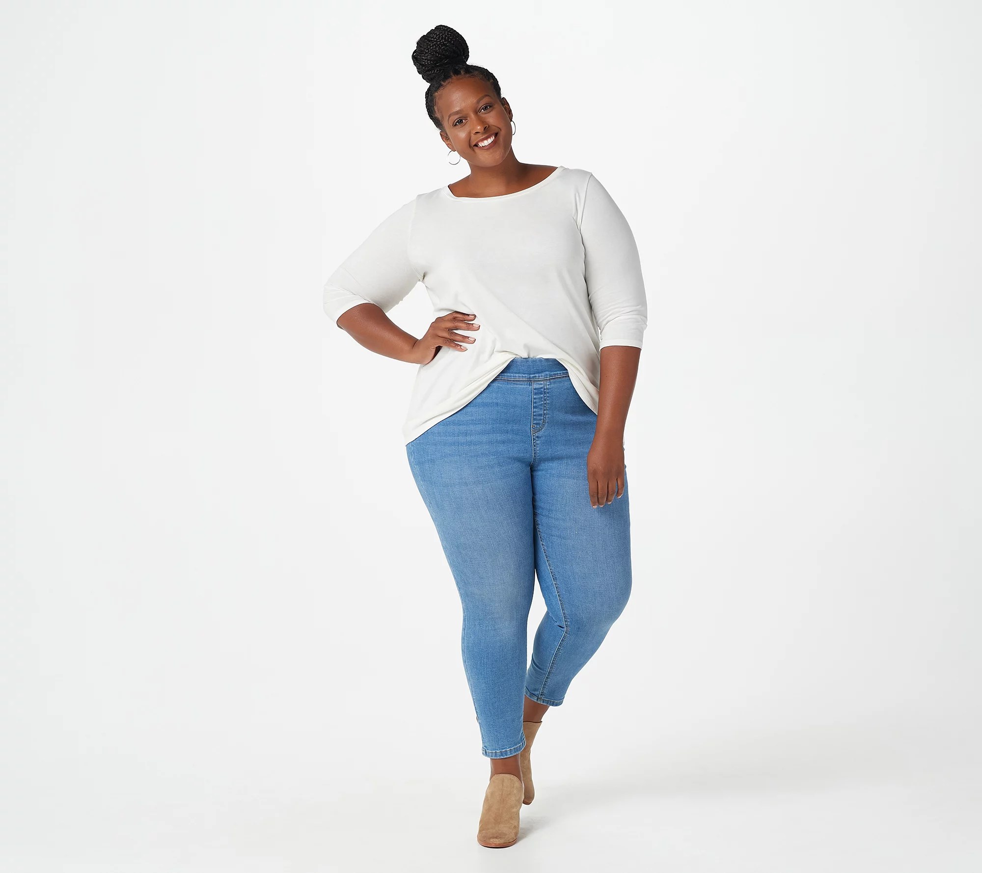 Denim & Co. Easy Stretch Denim Regular PullOn Jeggings