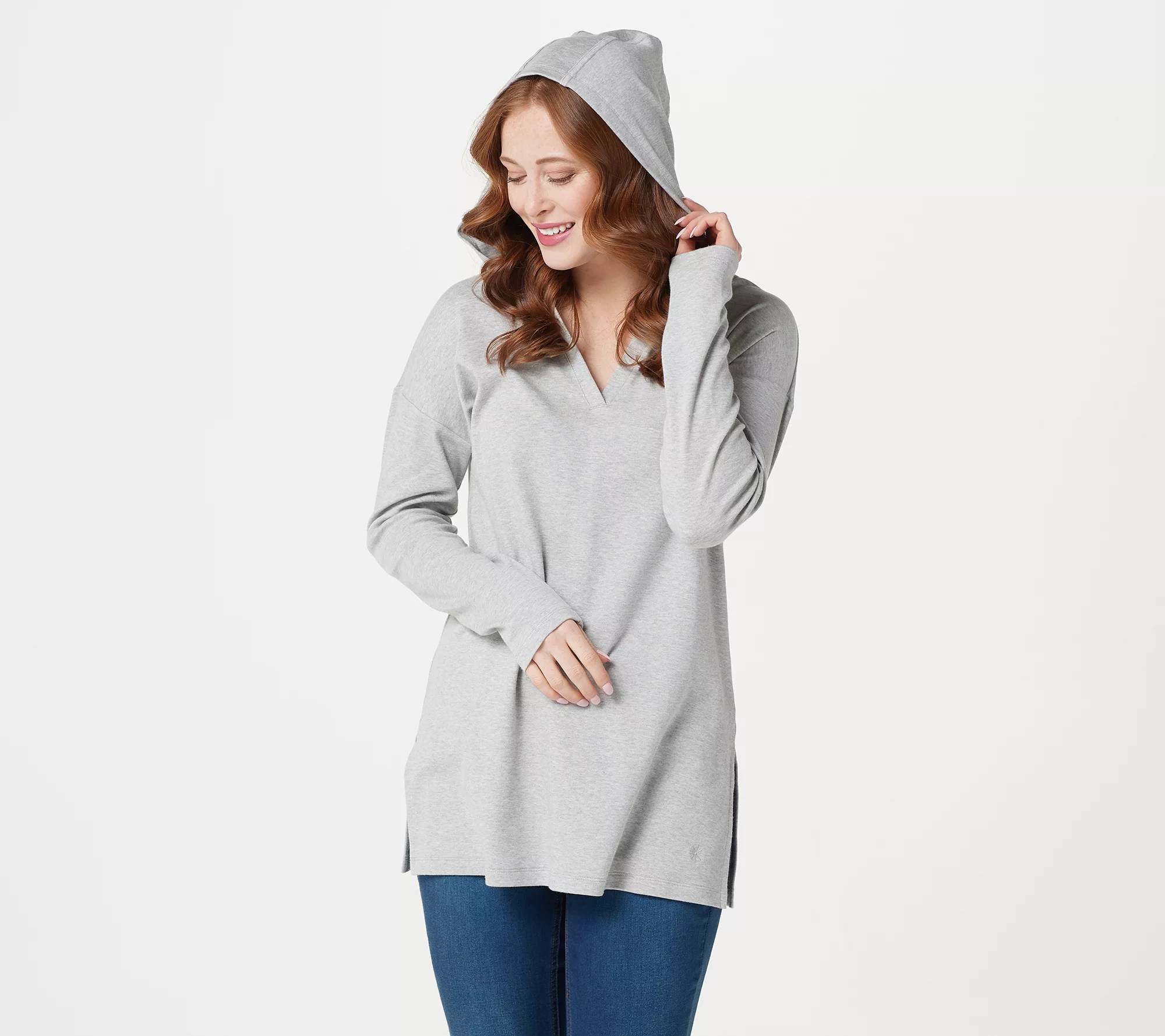 Isaac Mizrahi Live! Essentials Pima Cotton Hooded Tunic w/ Slits