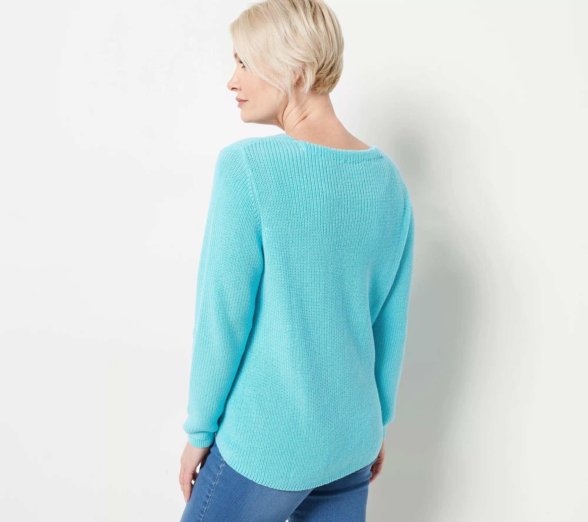 Belle by Kim Gravel Shaker Stitch Sweater with Seam Detail - QVC.com