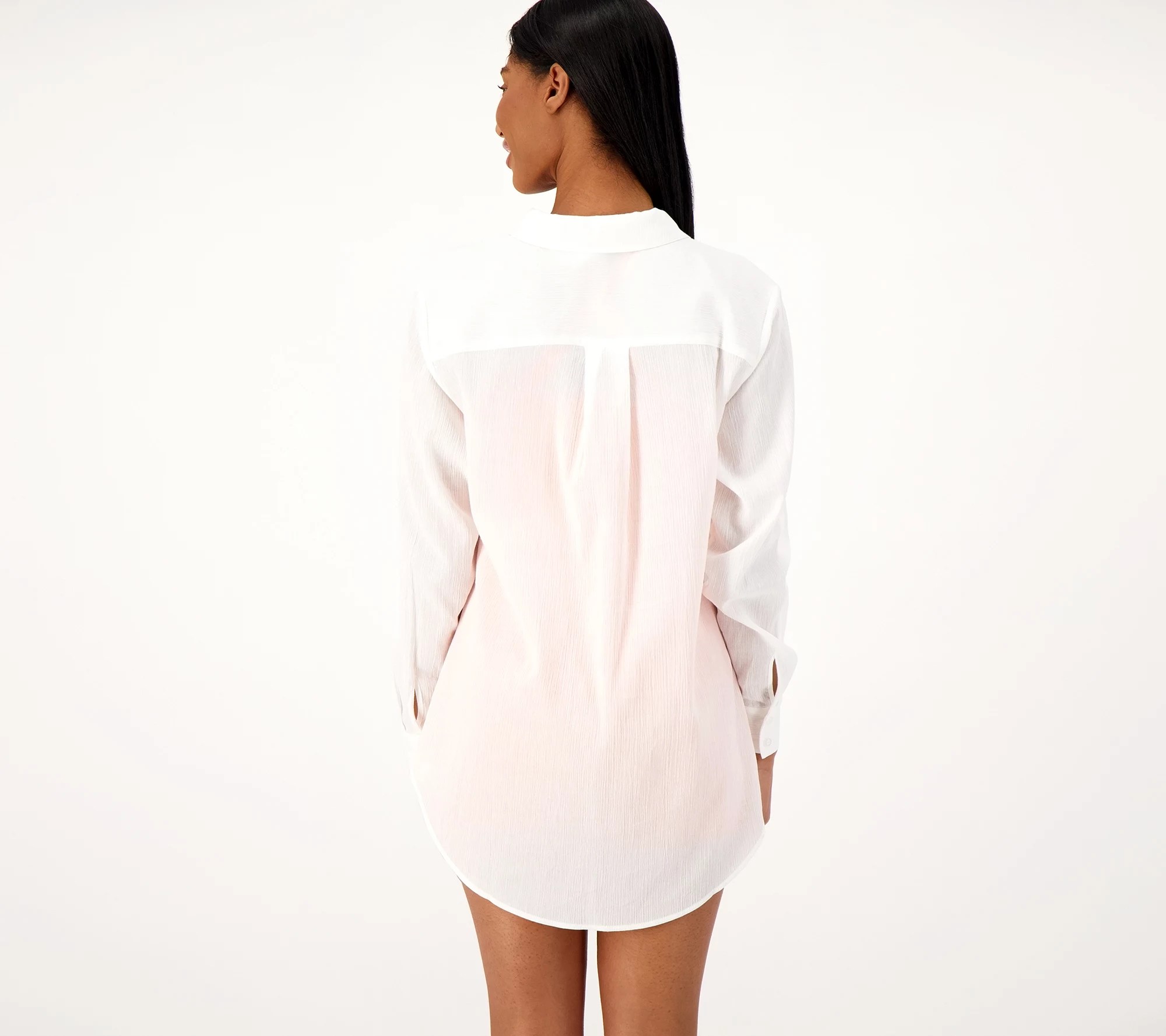 Jantzen Button Front Woven Shirt CoverUp