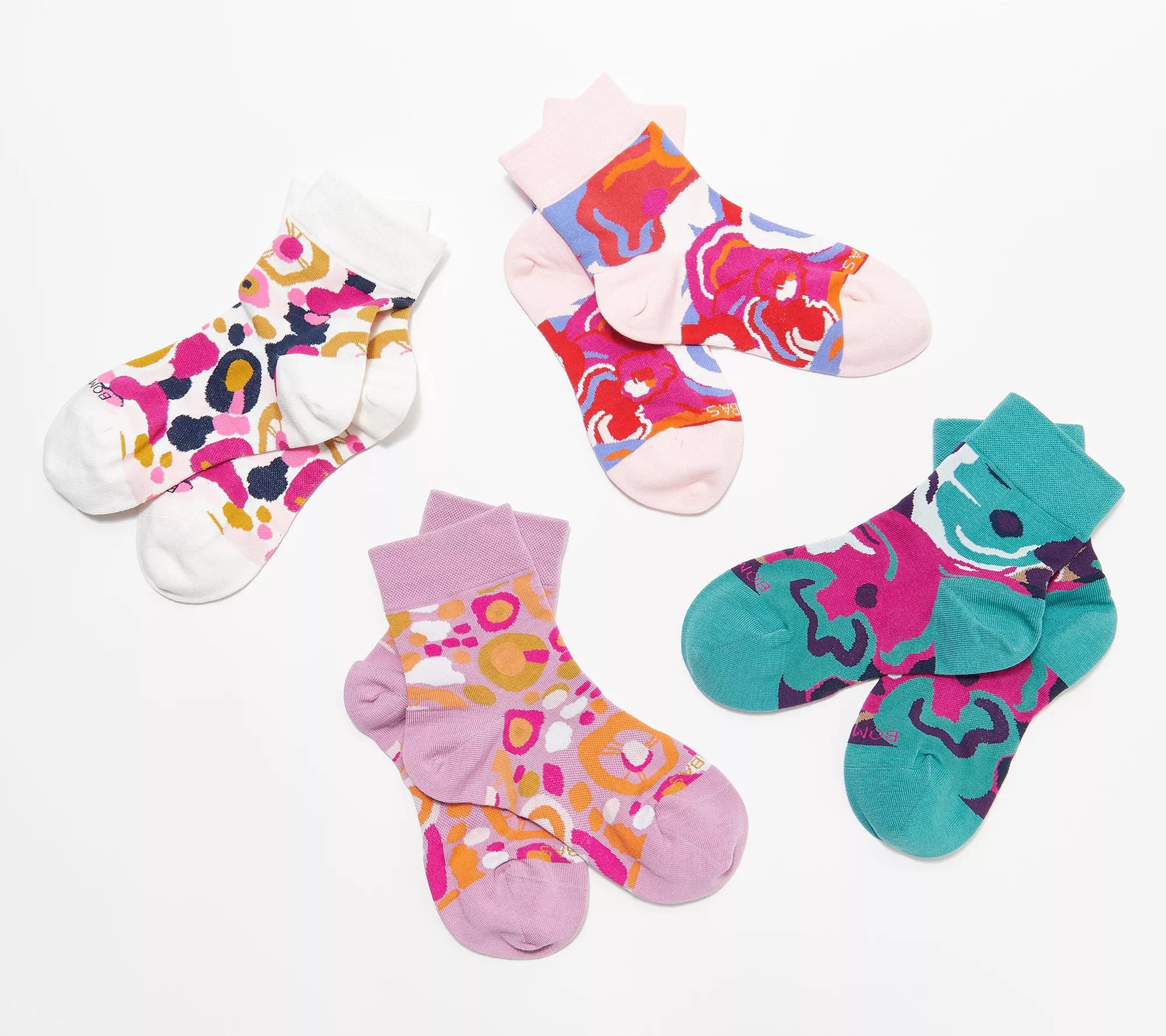 Bombas Set of 4 Novelty Lightweight Quarter Socks