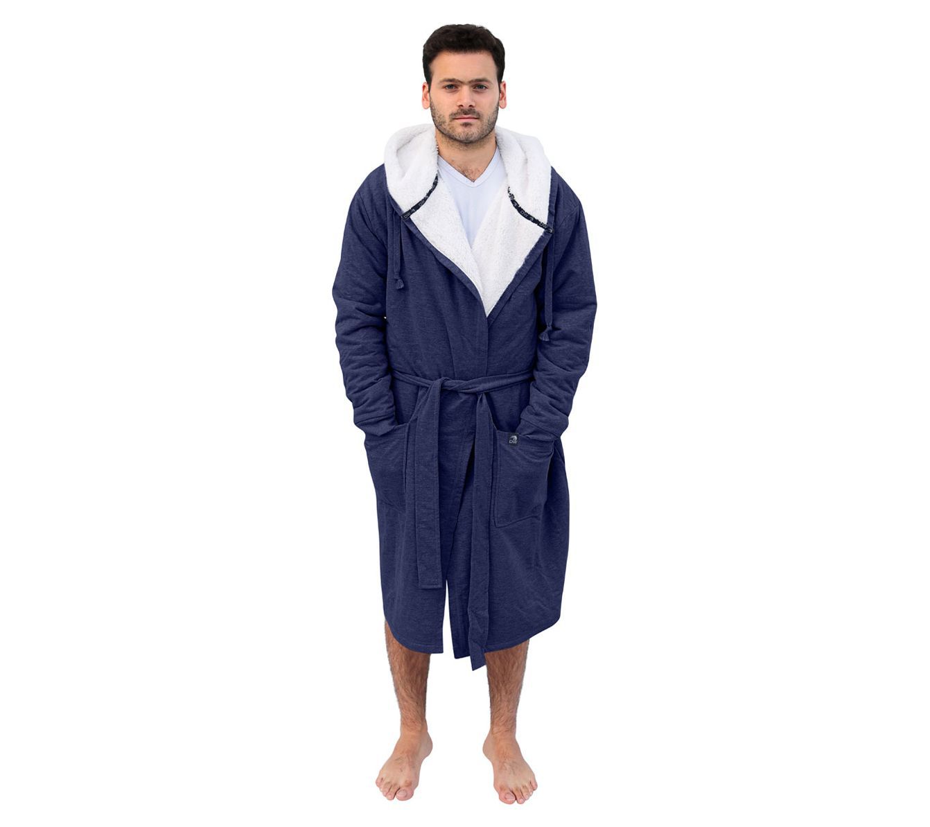 Dreamwave Men's Craftsman French Terry Robe with Hood Navy