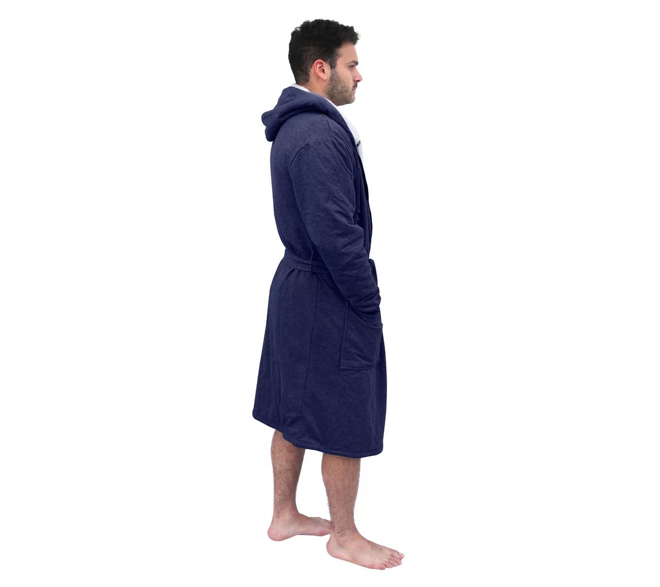 Dreamwave Men's Craftsman French Terry Robe with Hood Navy