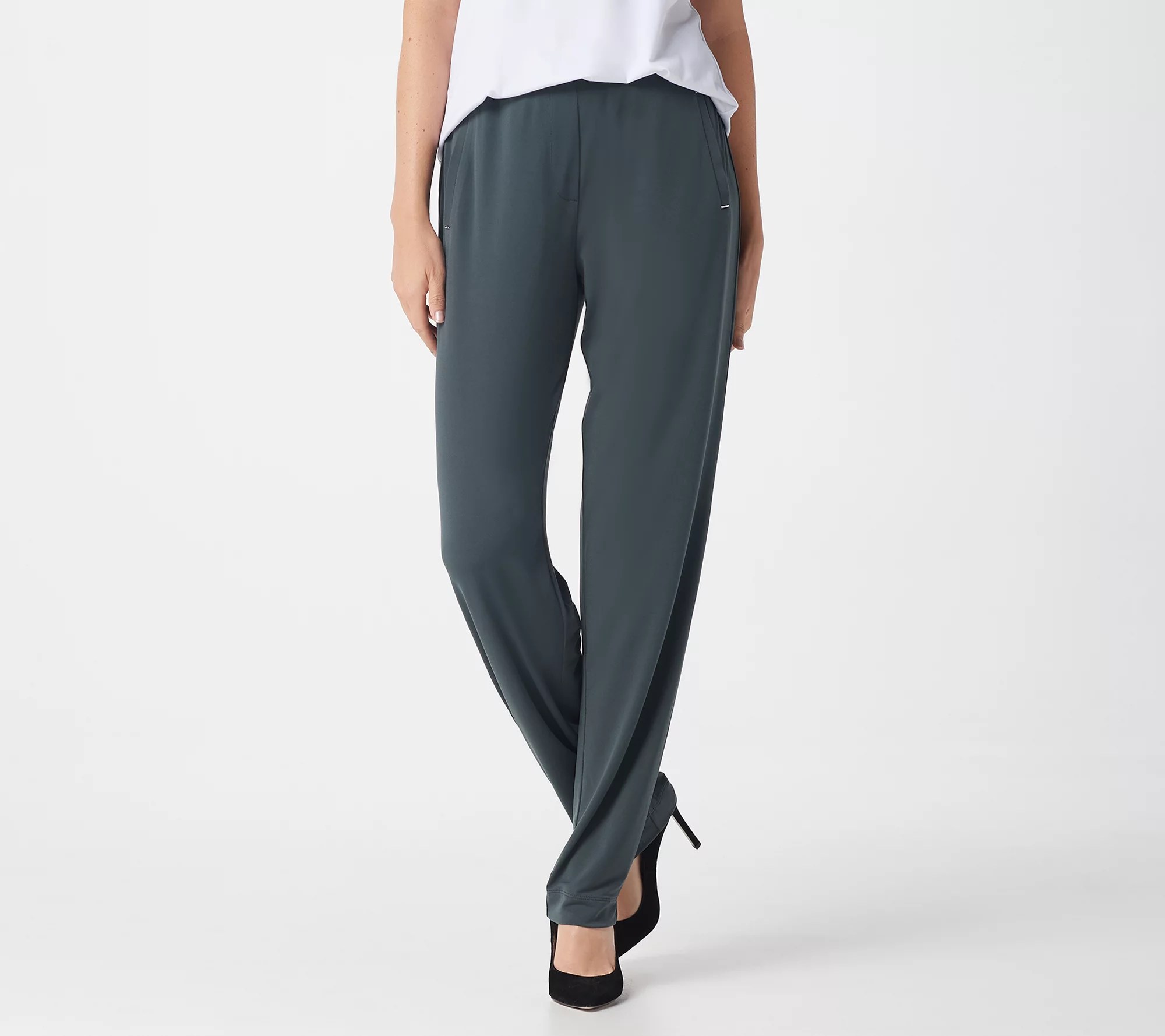 "As Is" Susan Graver Regular Liquid Knit PullOn Slim Leg Pants