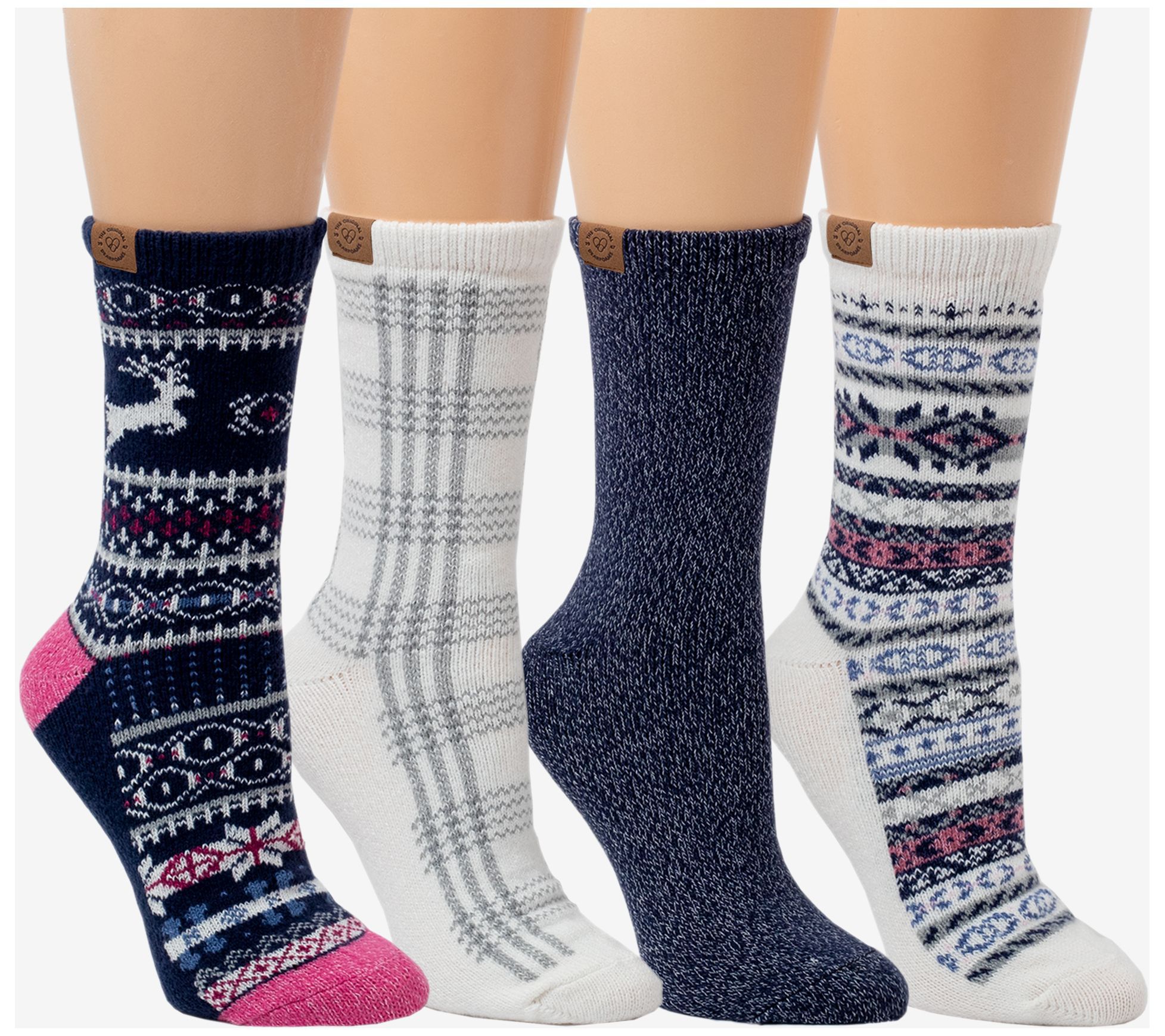 Dearfoams Ladies' 4 Pair Pack Fairisle Boot Crew Socks