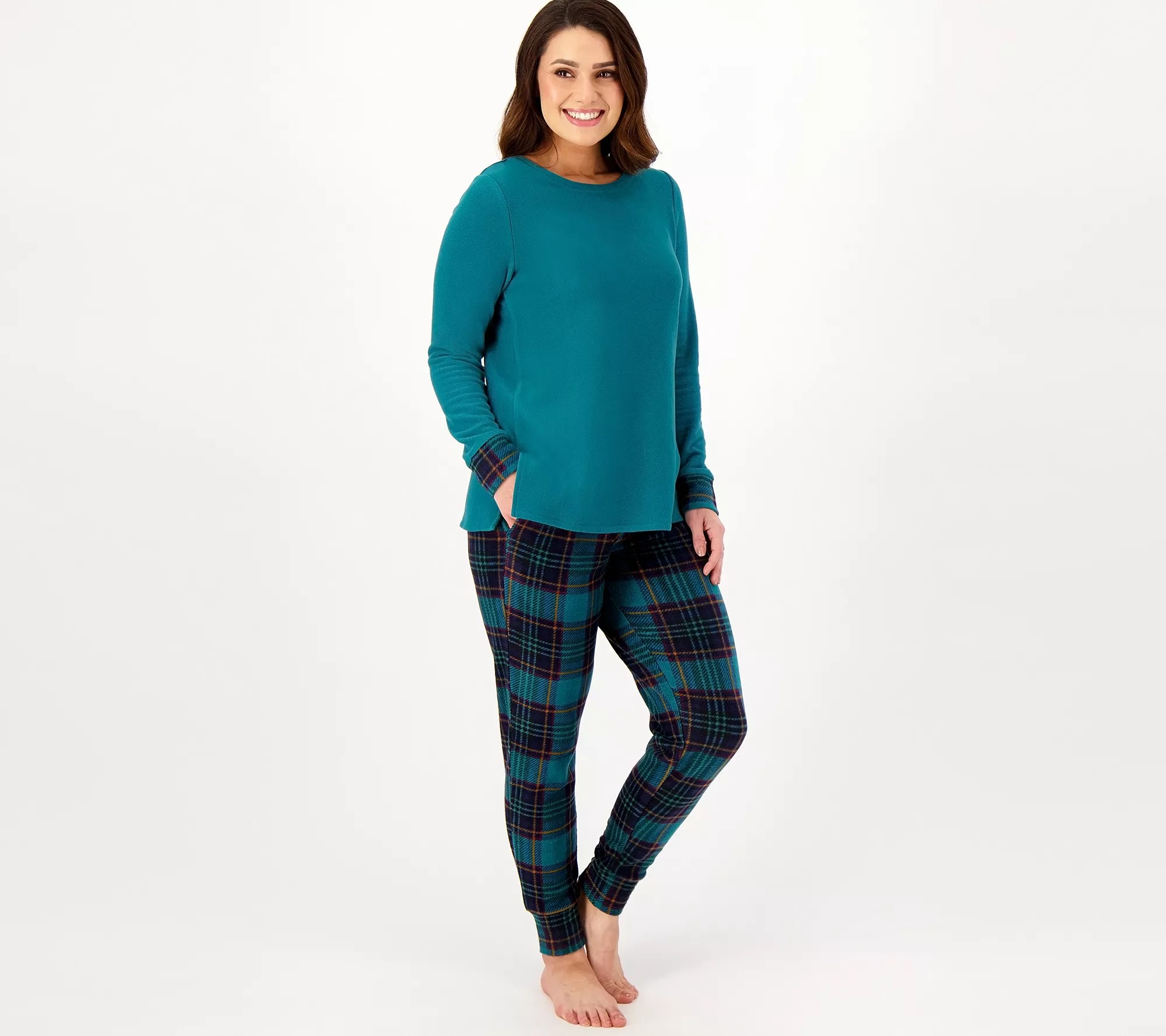 (QVC) Cuddl Duds Fleecewear with Stretch Jogger Pajama Set