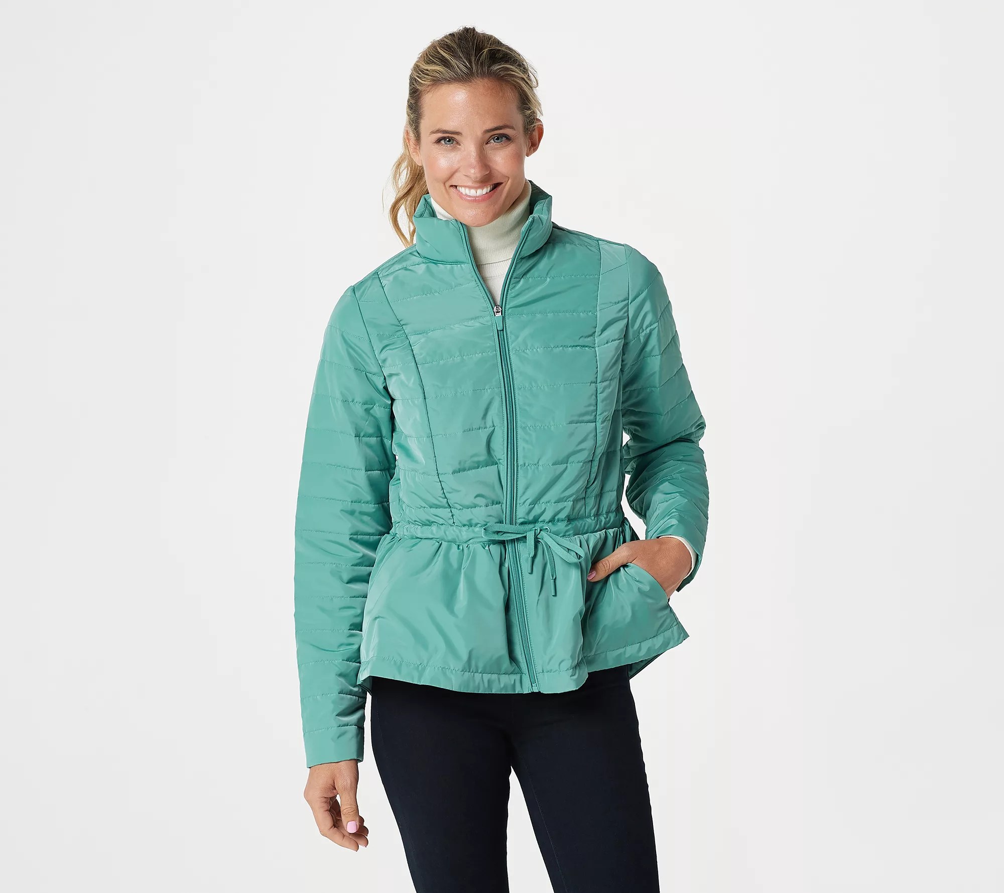 zuda Quilted Peplum Puffer Jacket