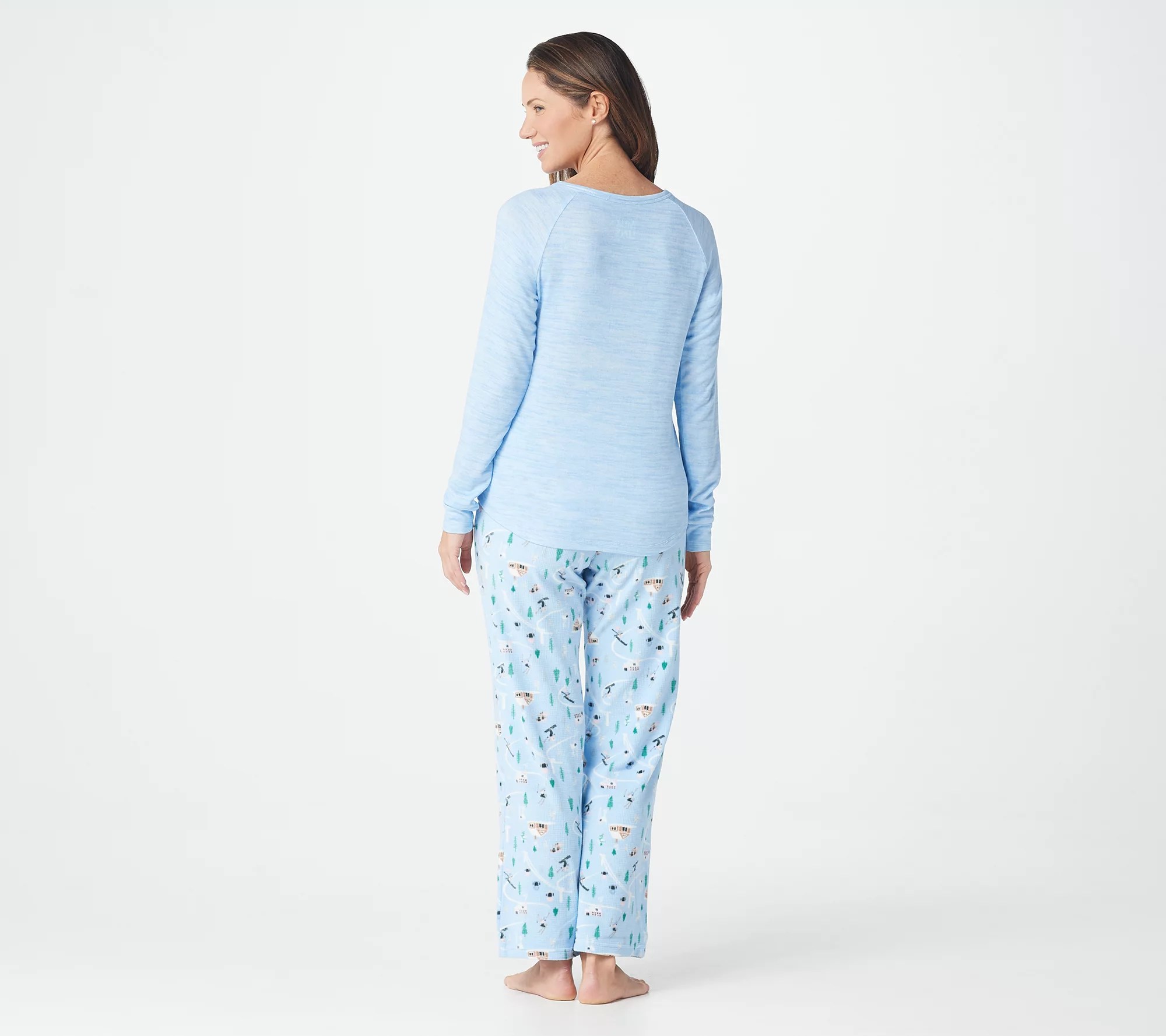 MUK LUKS Butter Knit Henley with Thermal Fleece Pant PJ Set