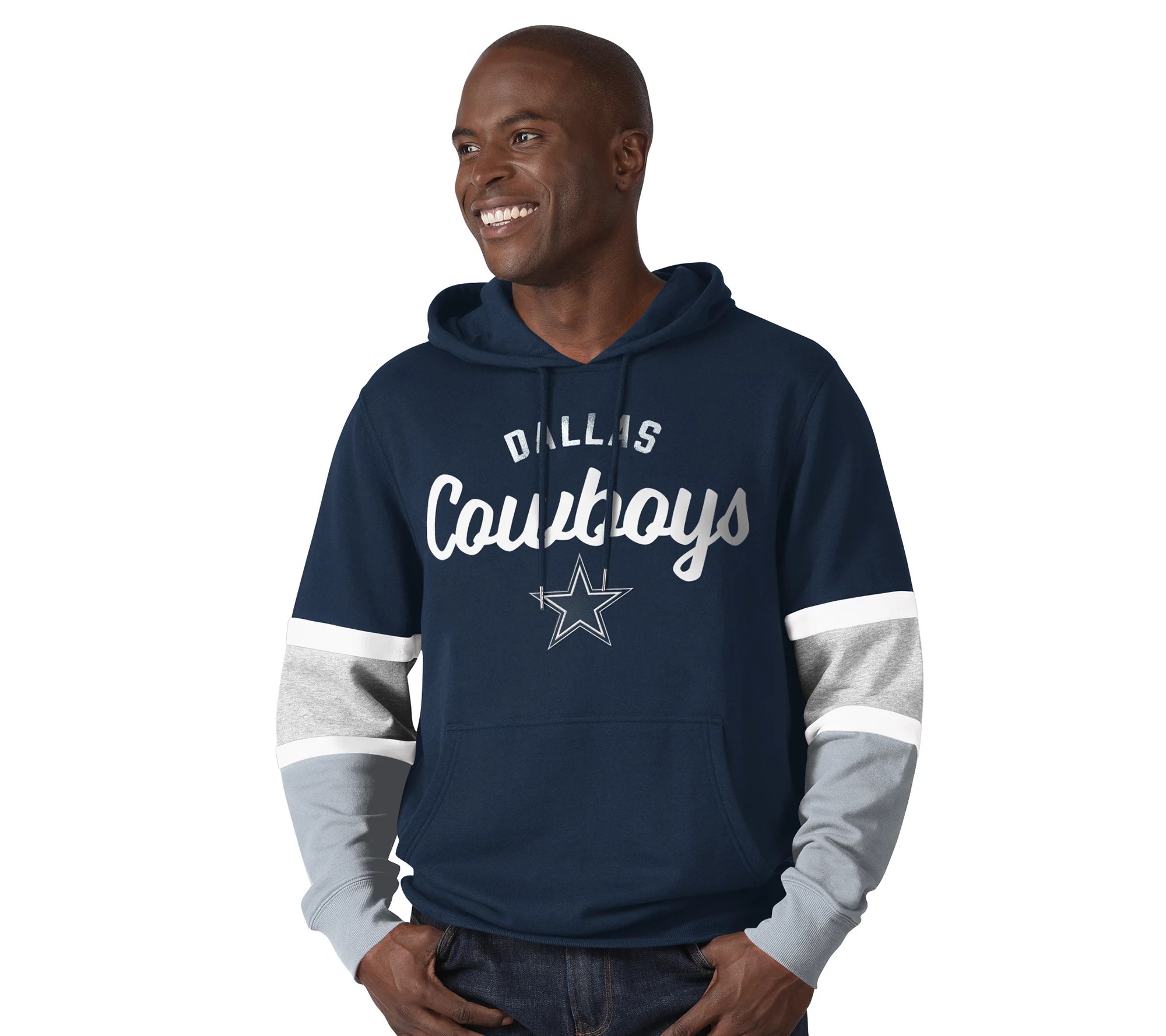 NFL Dallas Pullover Hoodie with Striped Sleeves