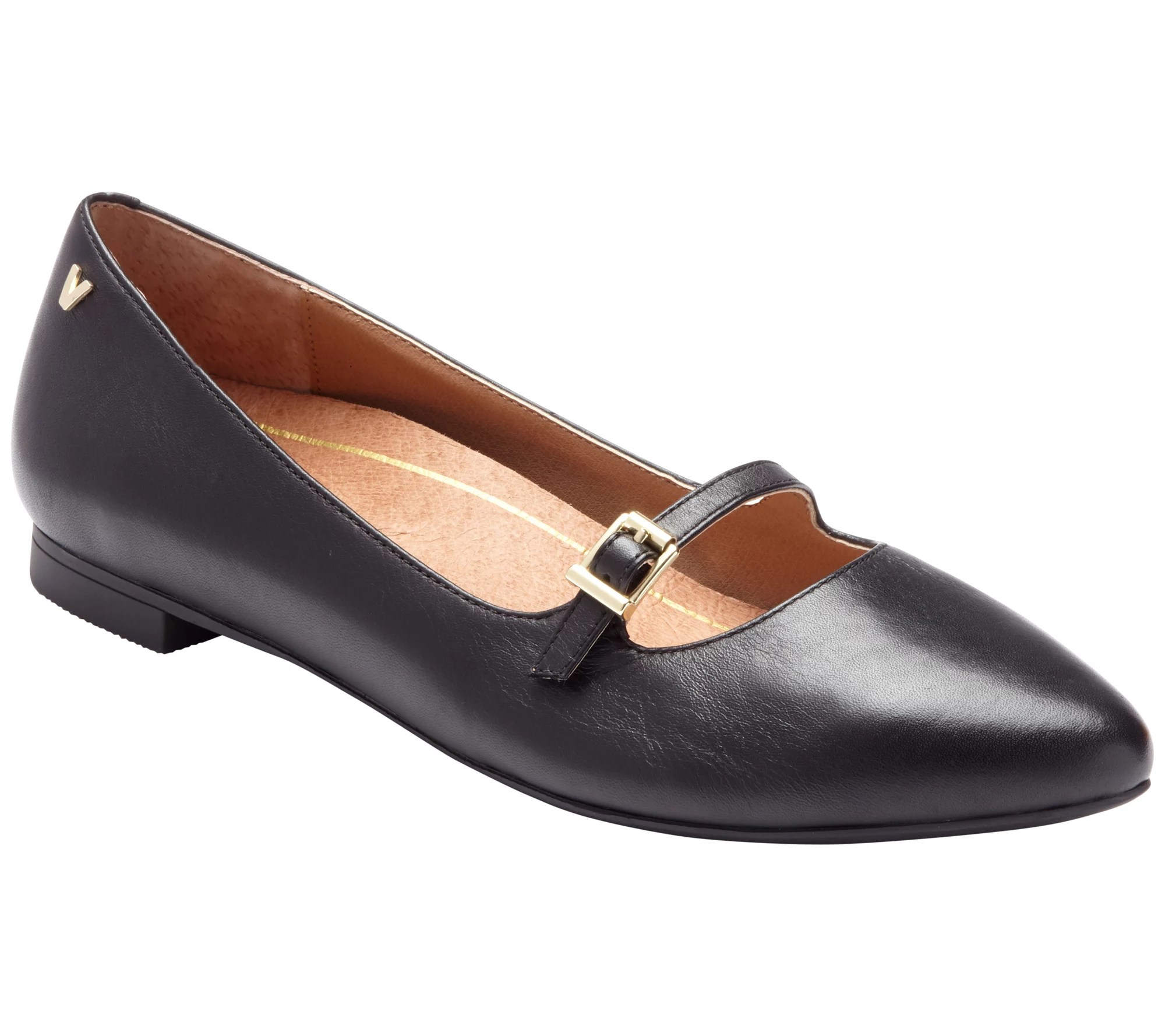 Vionic PointedToe Leather Mary Jane Flats Gem Delilah