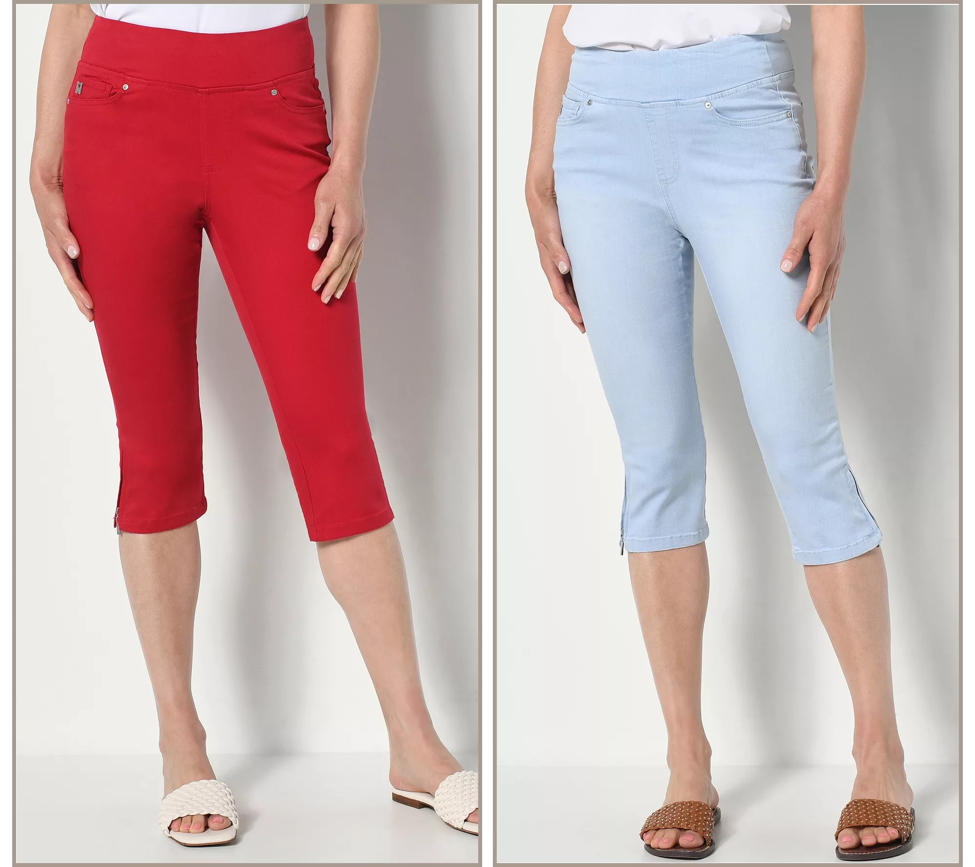 Belle by Kim Gravel TripleLuxe Capri Pants w/ Zipper Trim