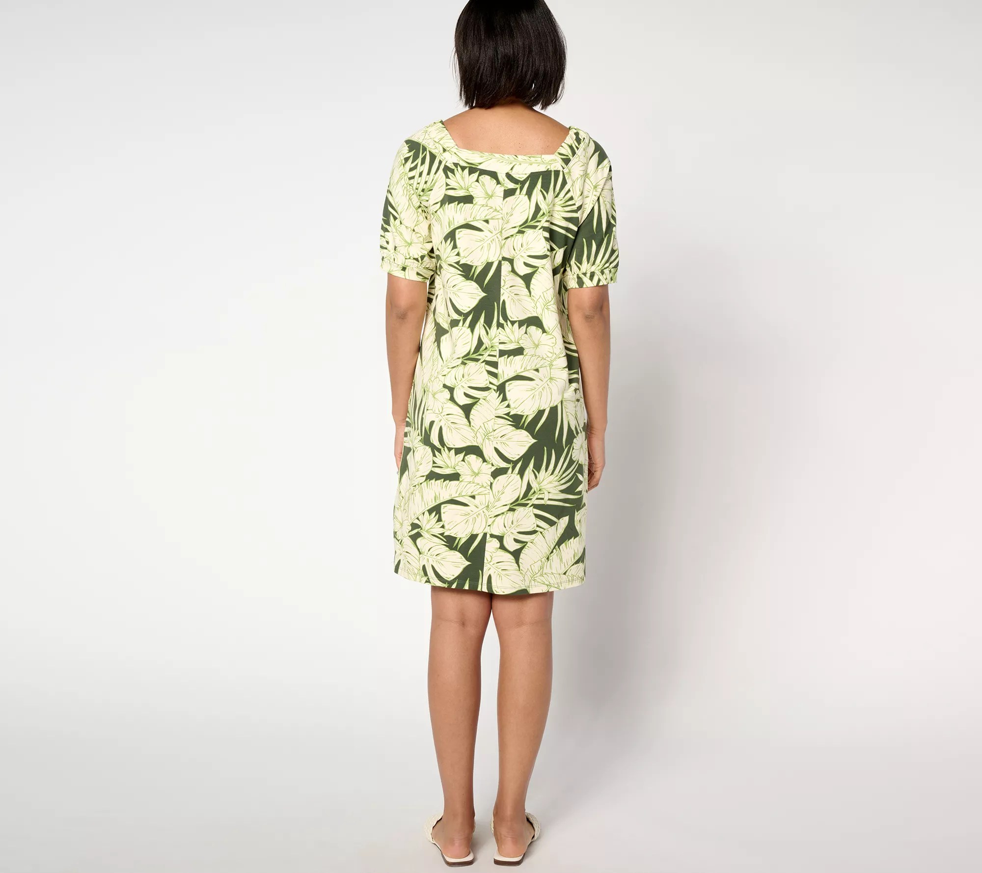 Denim & Co. Favorite Jersey Square Neck Elbow Sleeve Dress