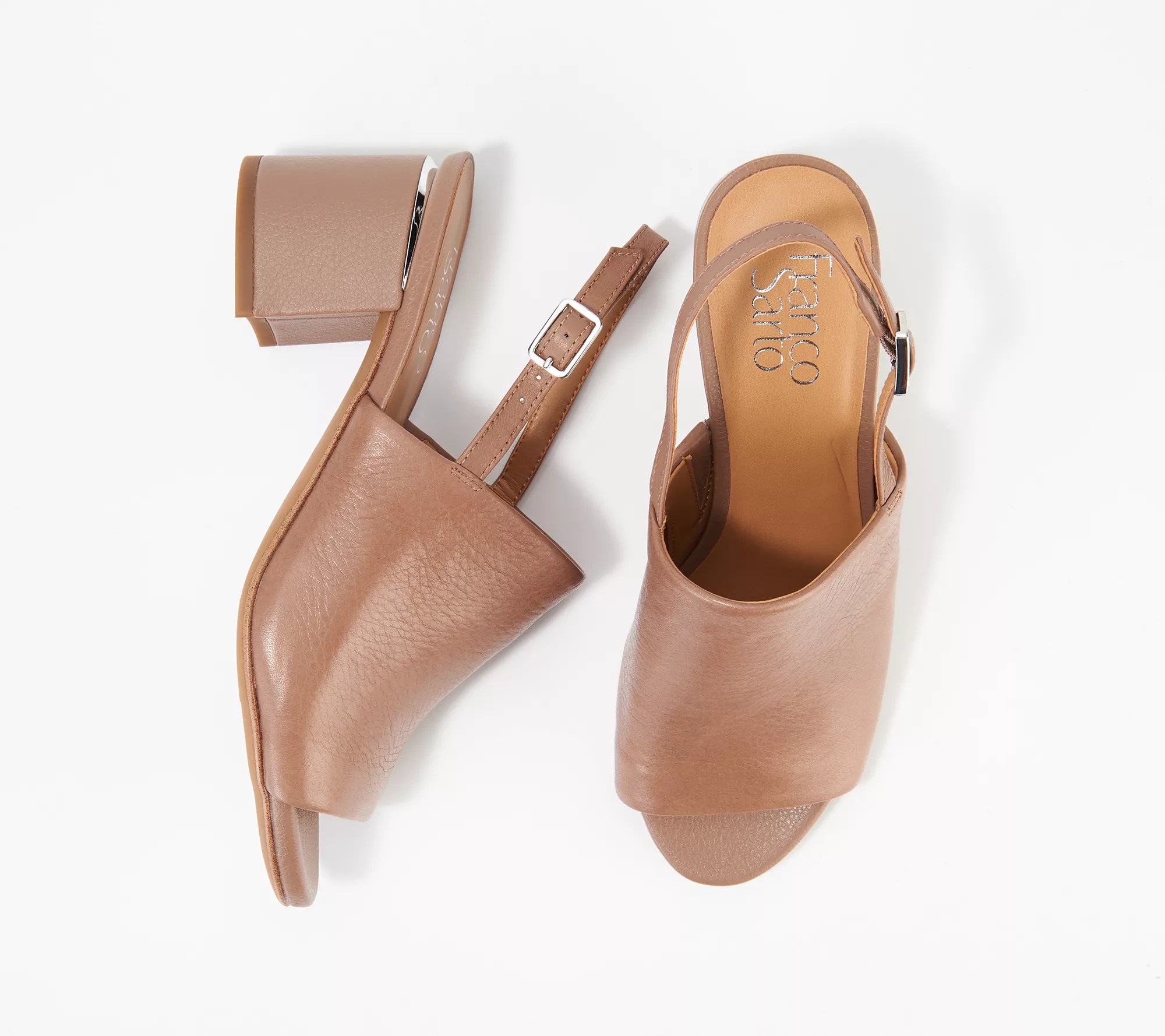 Franco Sarto Leather Mules with Ankle Strap Marielle