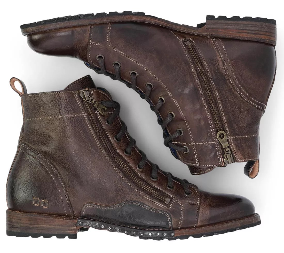 BED STU Men's Leather Motorcycle Boots Old Bowen