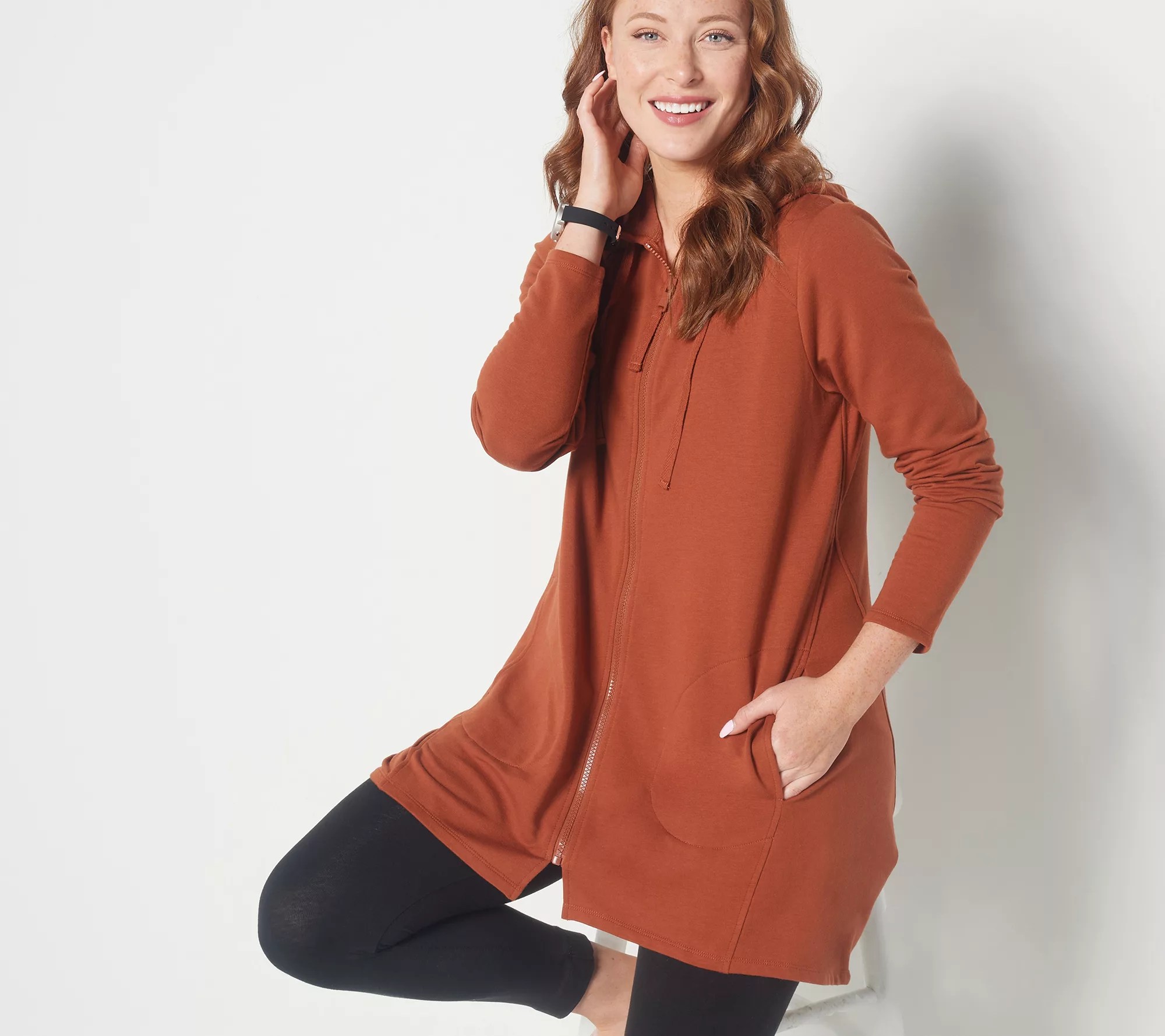 LOGO Lounge by Lori Goldstein Petite Brushed French Terry Hooded Jacket