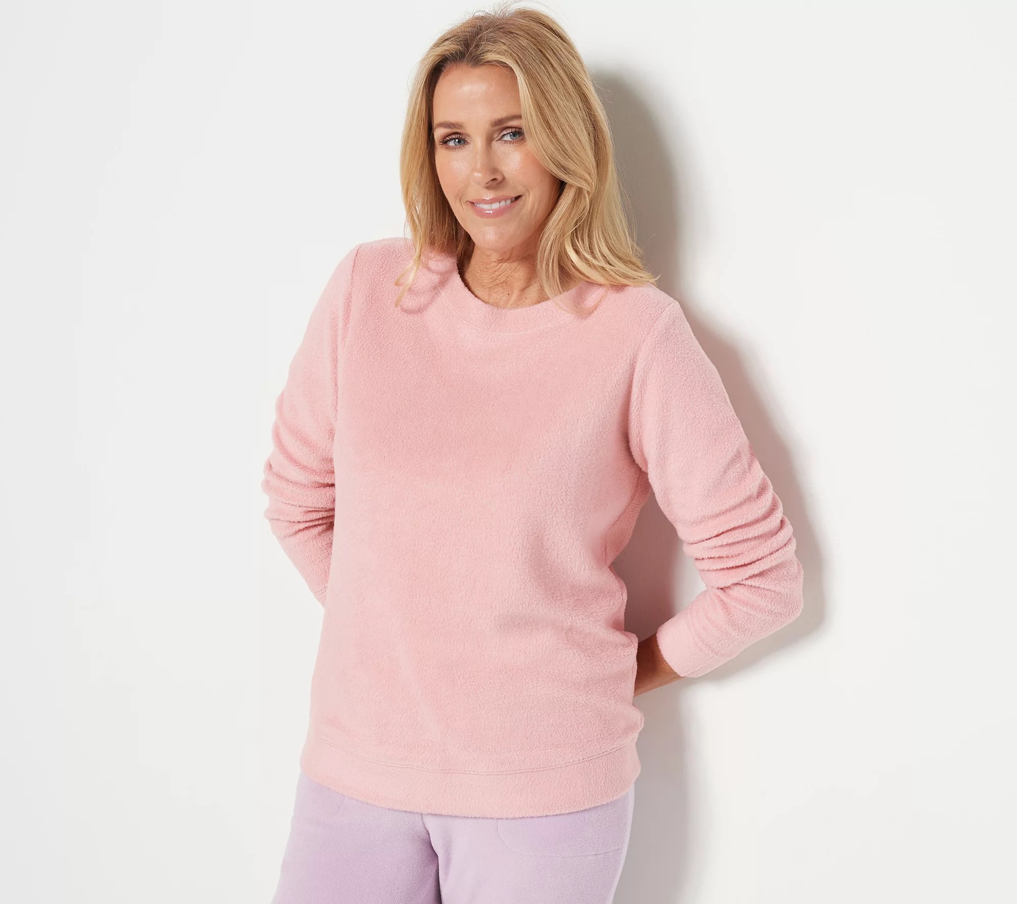 Denim & Co. Comfort Zone Baby Sherpa Crewneck Pullover