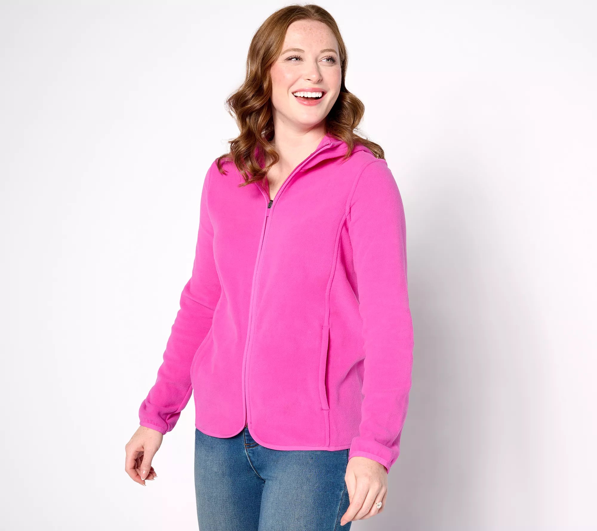 Lands' End Zip Front Hooded Fleece Jacket