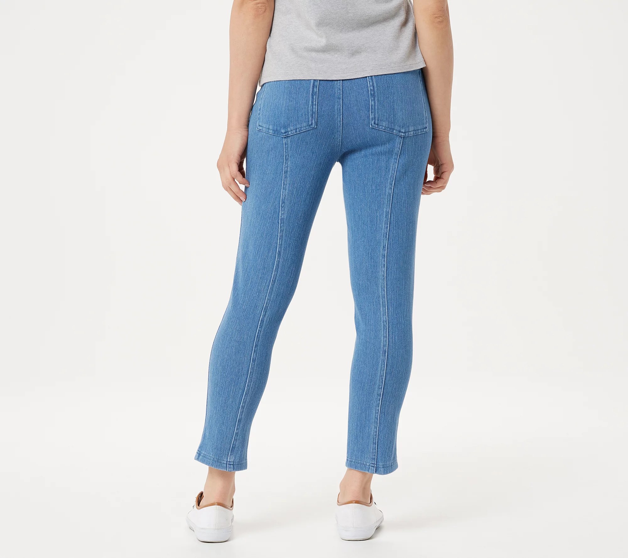 Isaac Mizrahi Live! Tall Knit Denim Front Slit Crop Jeans