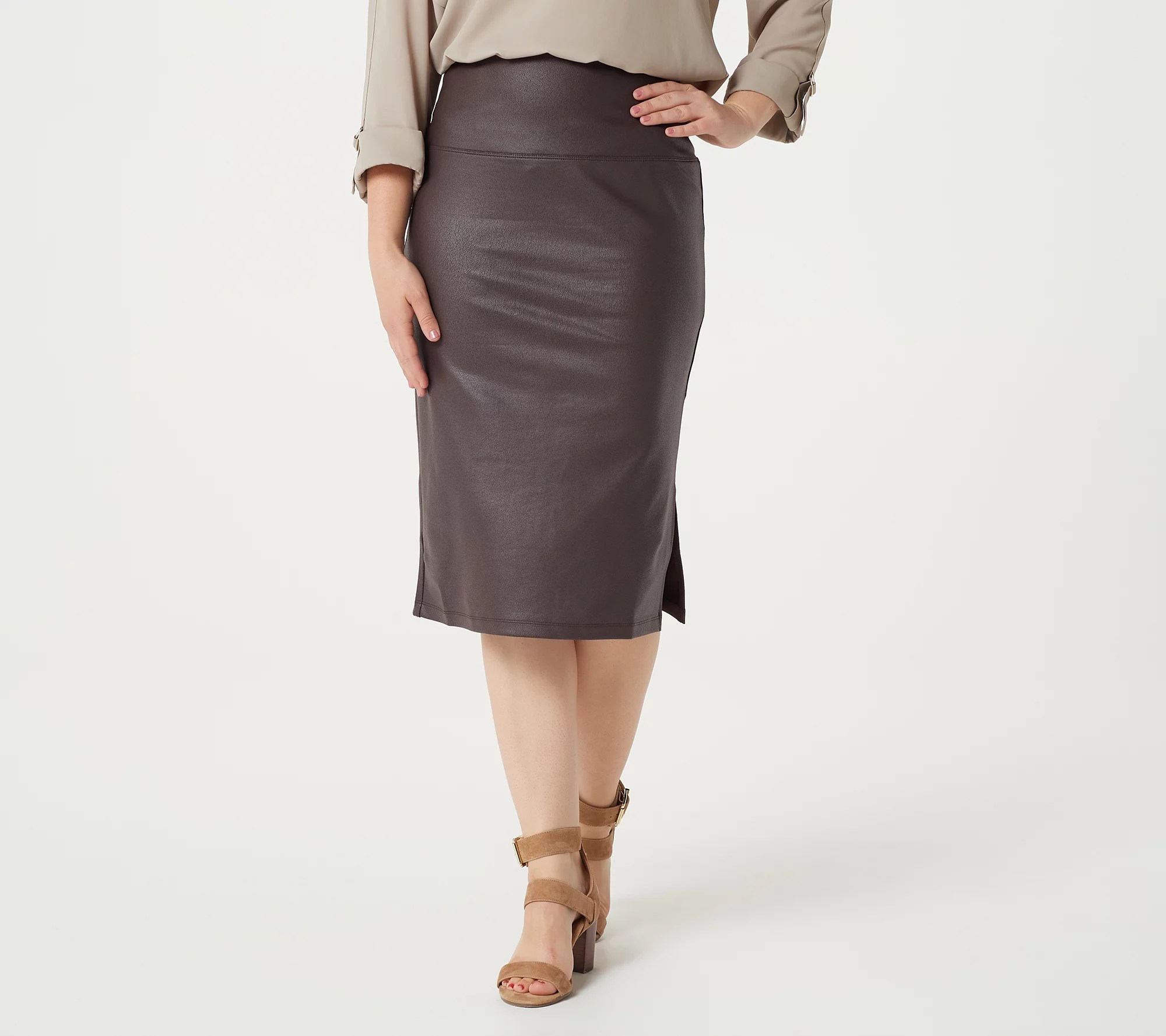 Women with Control Tummy Control Faux Leather Skirt