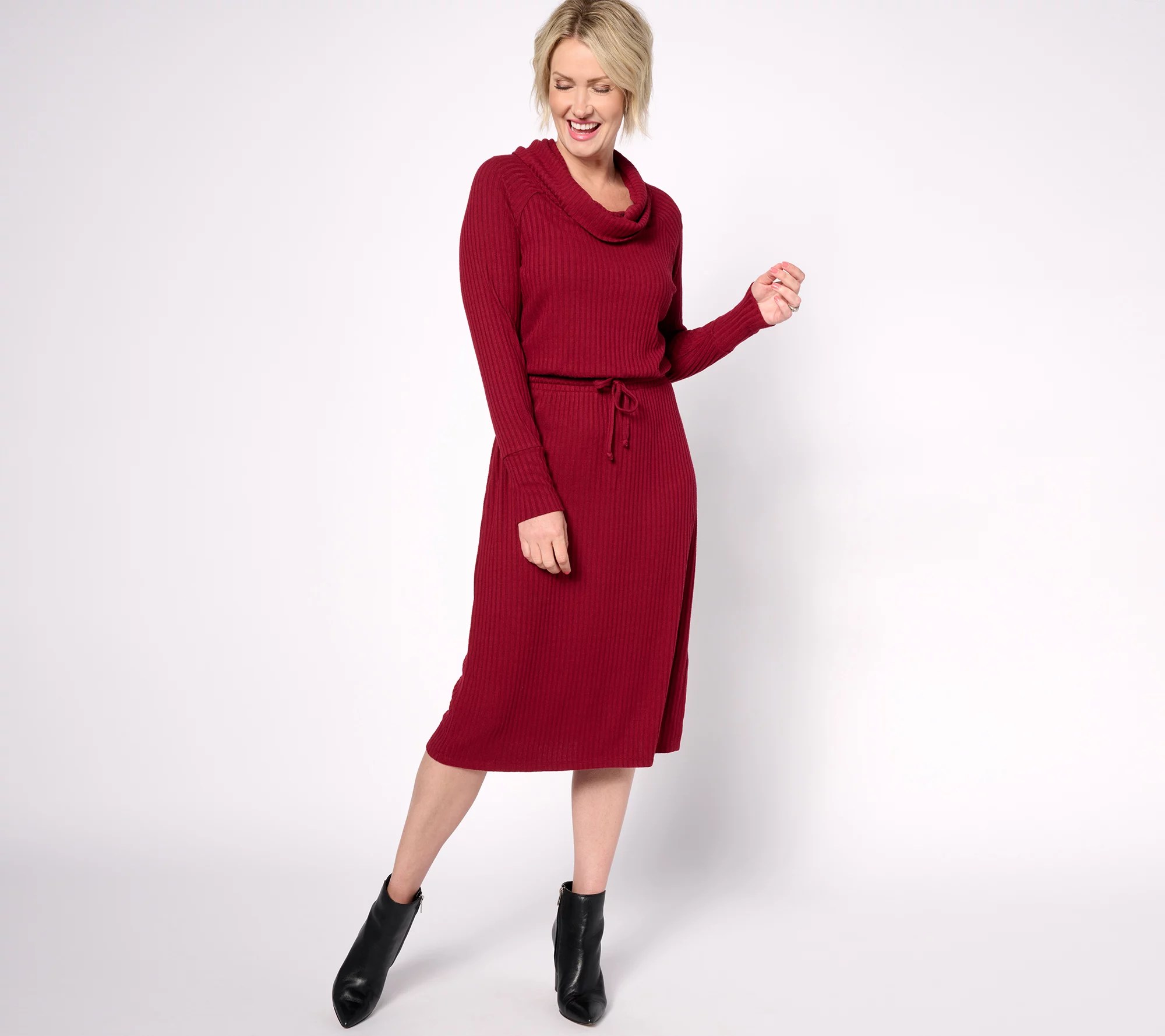 AnyBody Regular Rib Knit CowlNeck Dress