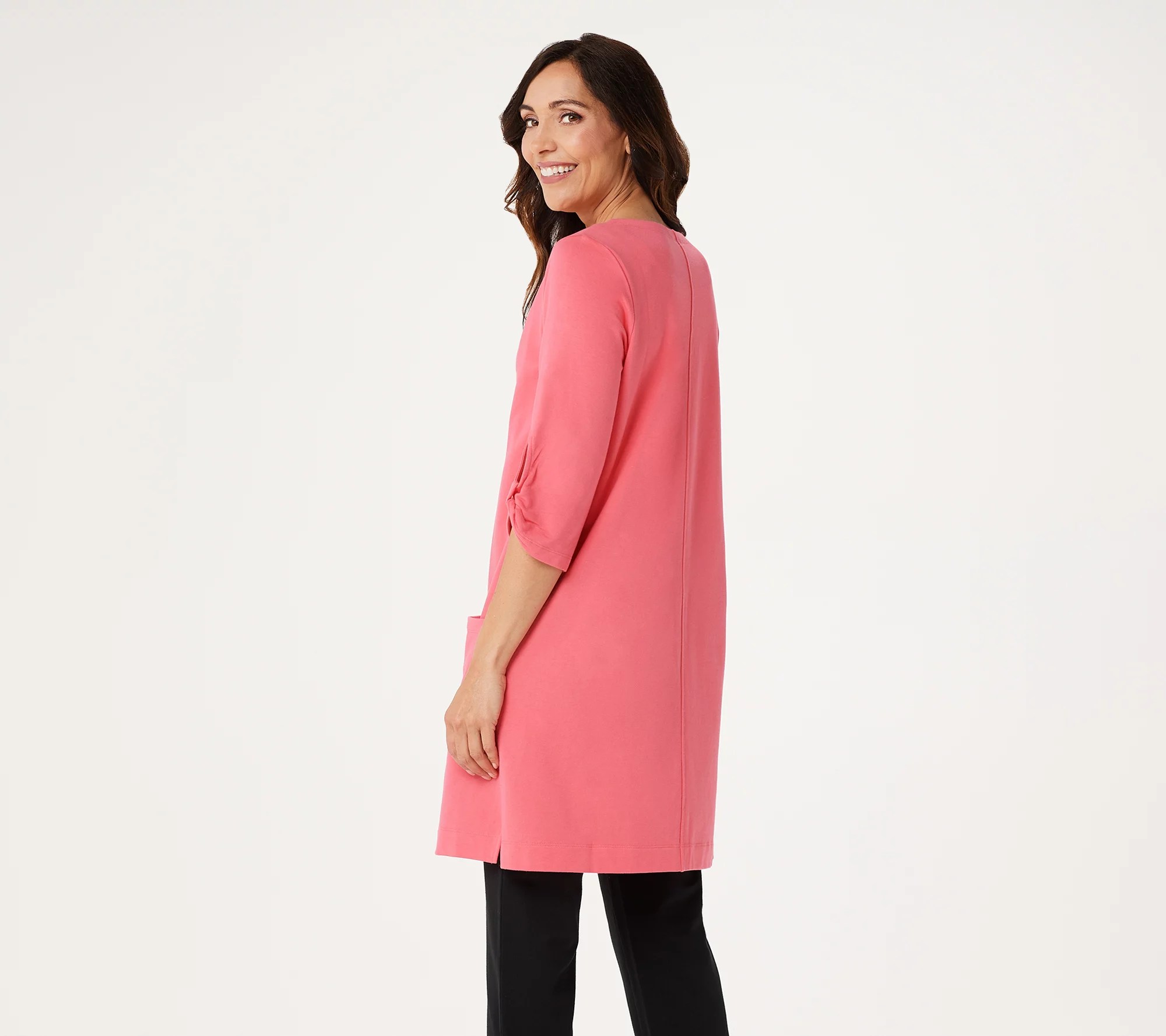 Denim & Co. French Terry Front Zip Beach CoverUp