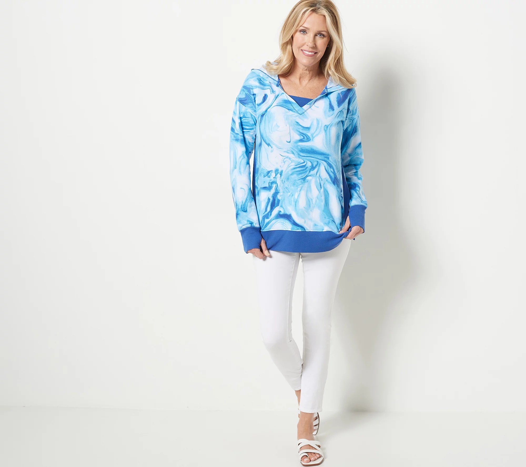 Cuddl Duds Lightweight Comfort Hoodie with Rib Trim Detail