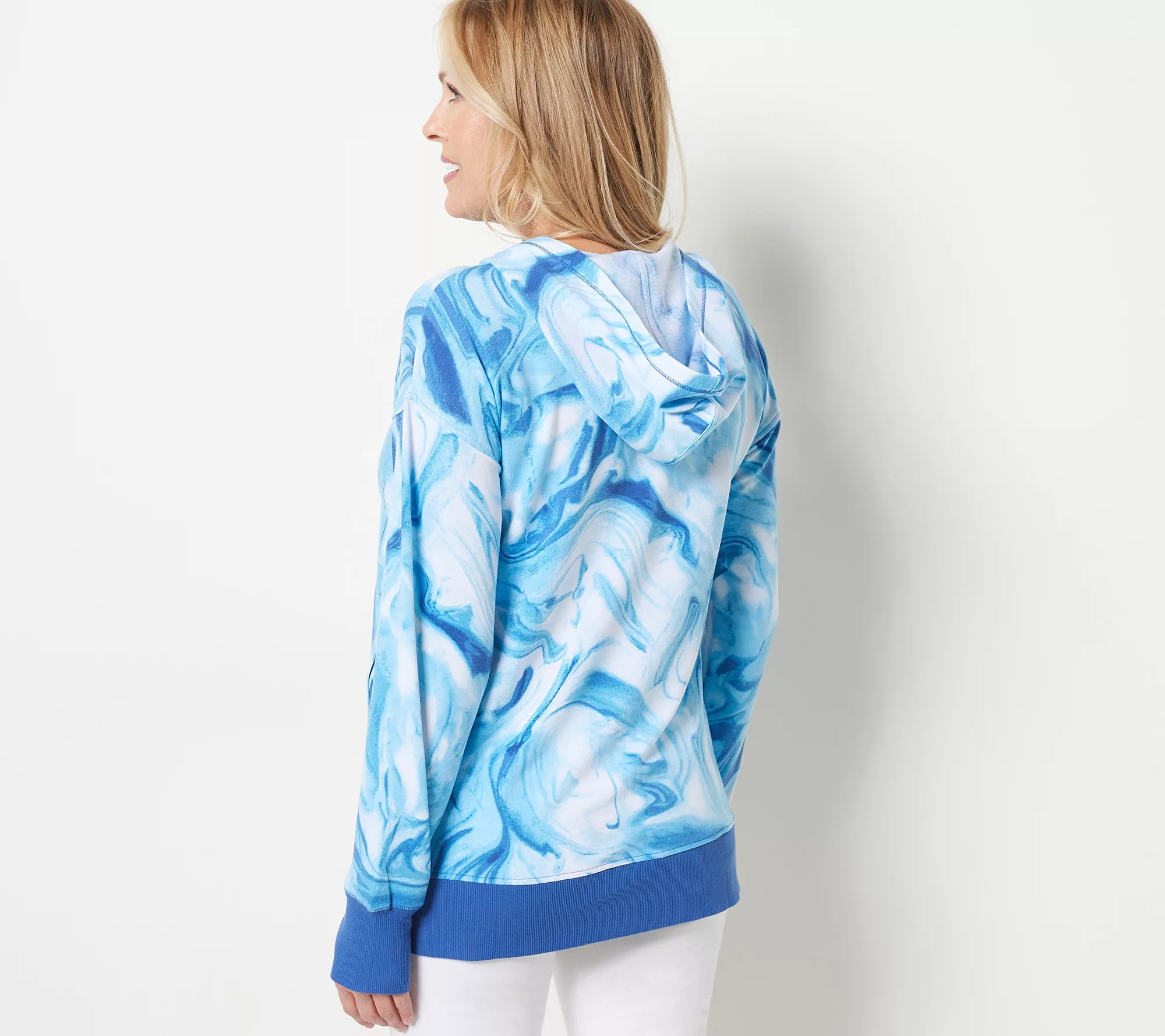 Cuddl Duds Lightweight Comfort Hoodie with Rib Trim Detail