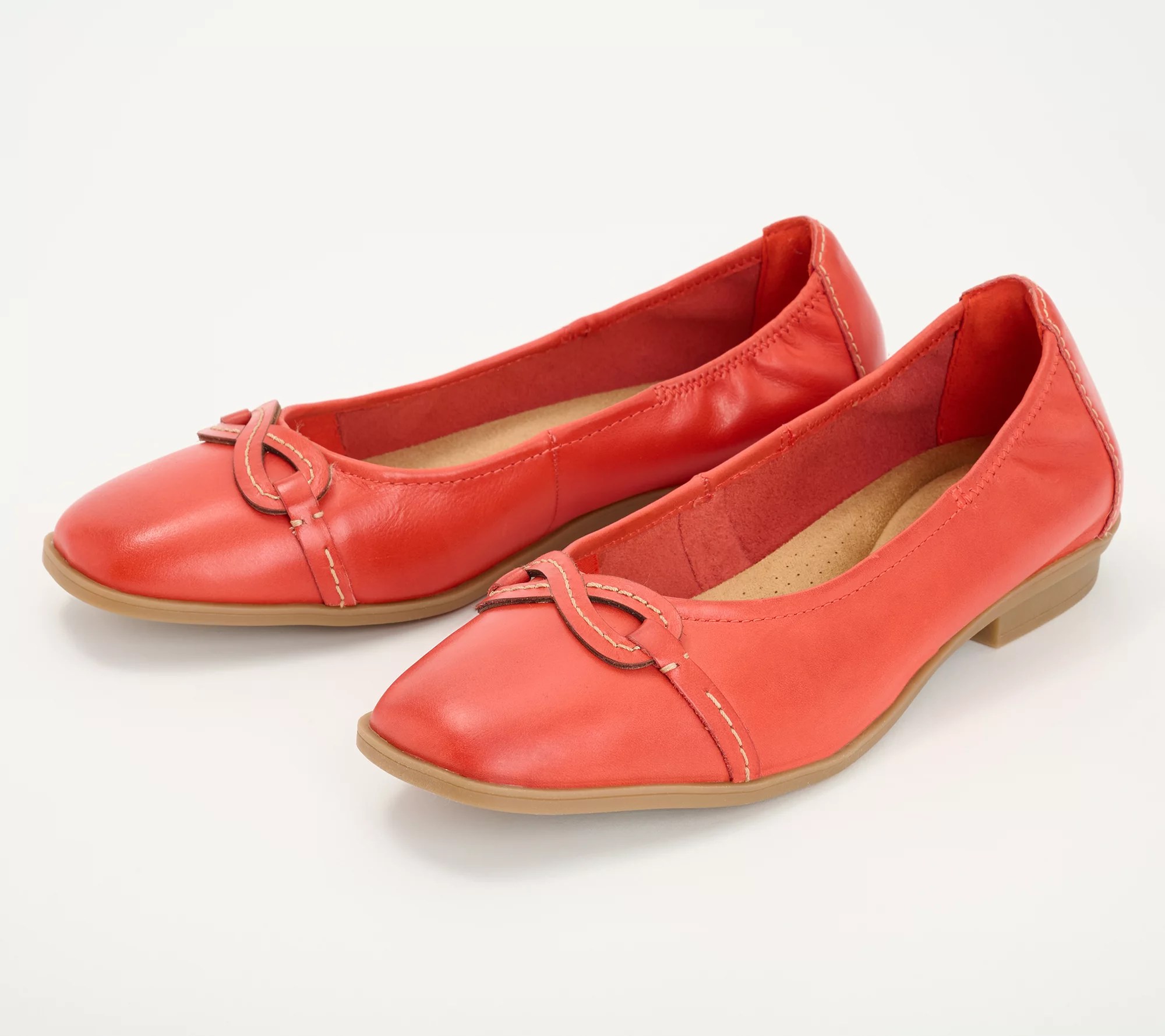 "As Is" Clarks Collection Leather Ballet Flats Lyrical Rhyme
