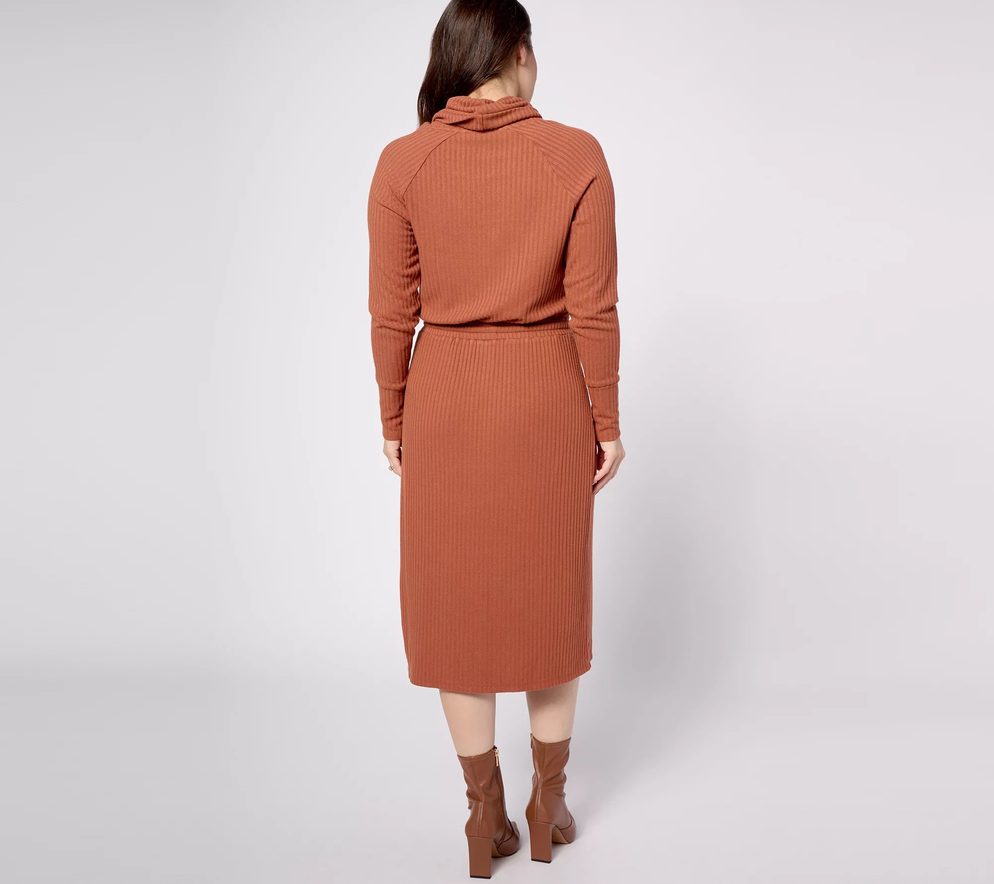 AnyBody Petite Rib Knit CowlNeck Dress