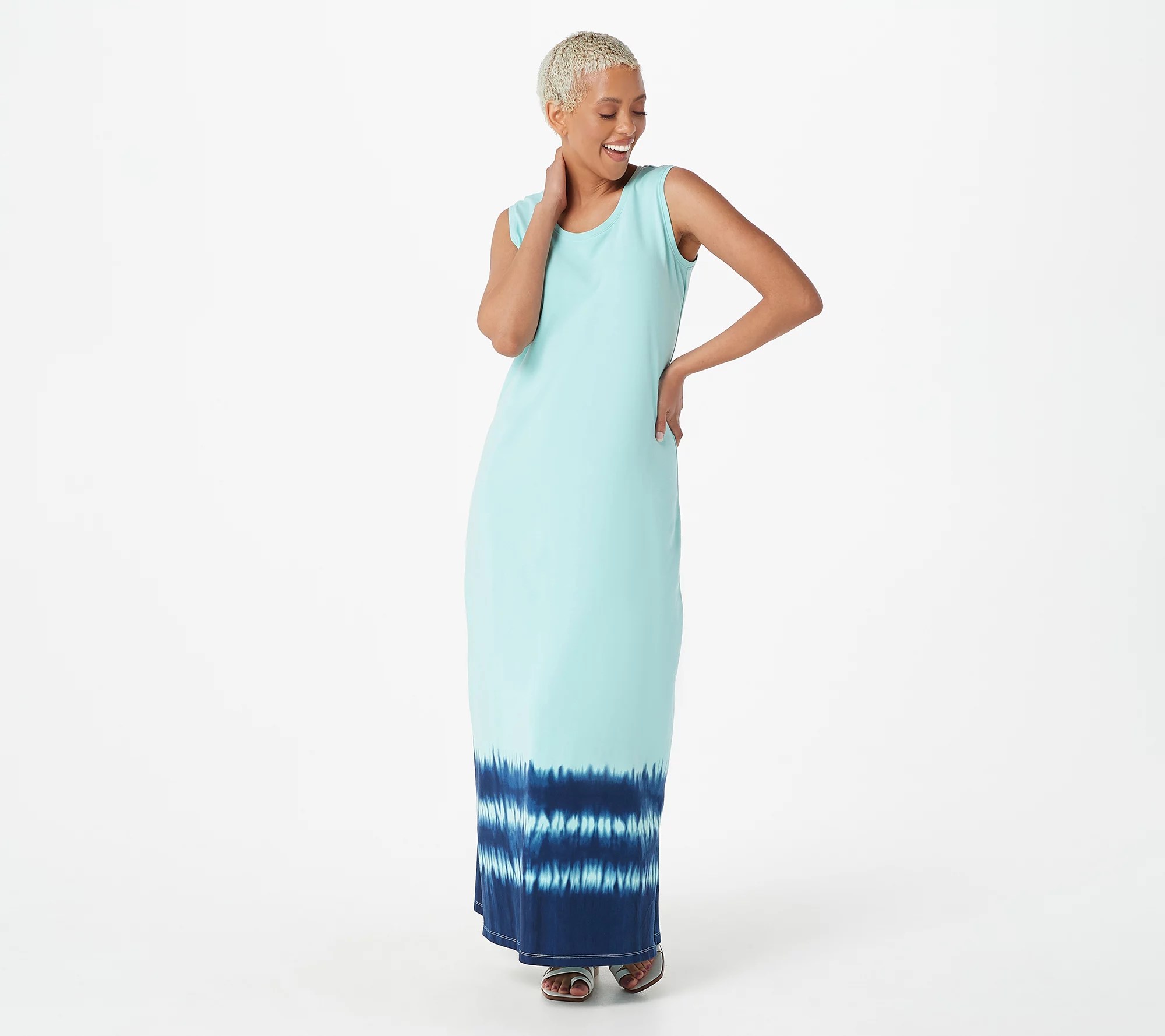 Denim & Co. Perfect Jersey Scoop Neck Maxi Dress w/ Border Print