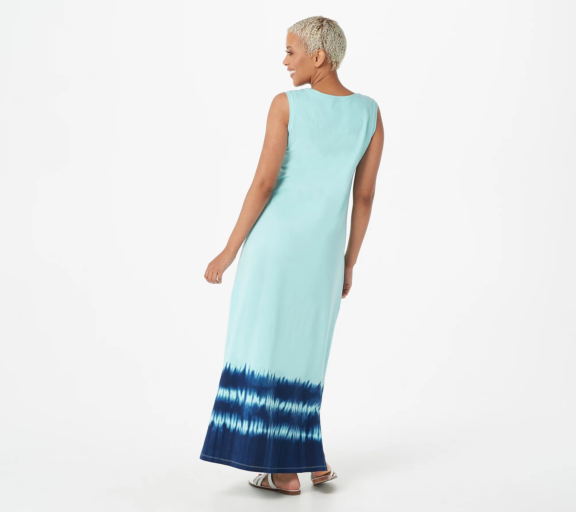 Denim & Co. Perfect Jersey Scoop Neck Maxi Dress w/ Border Print