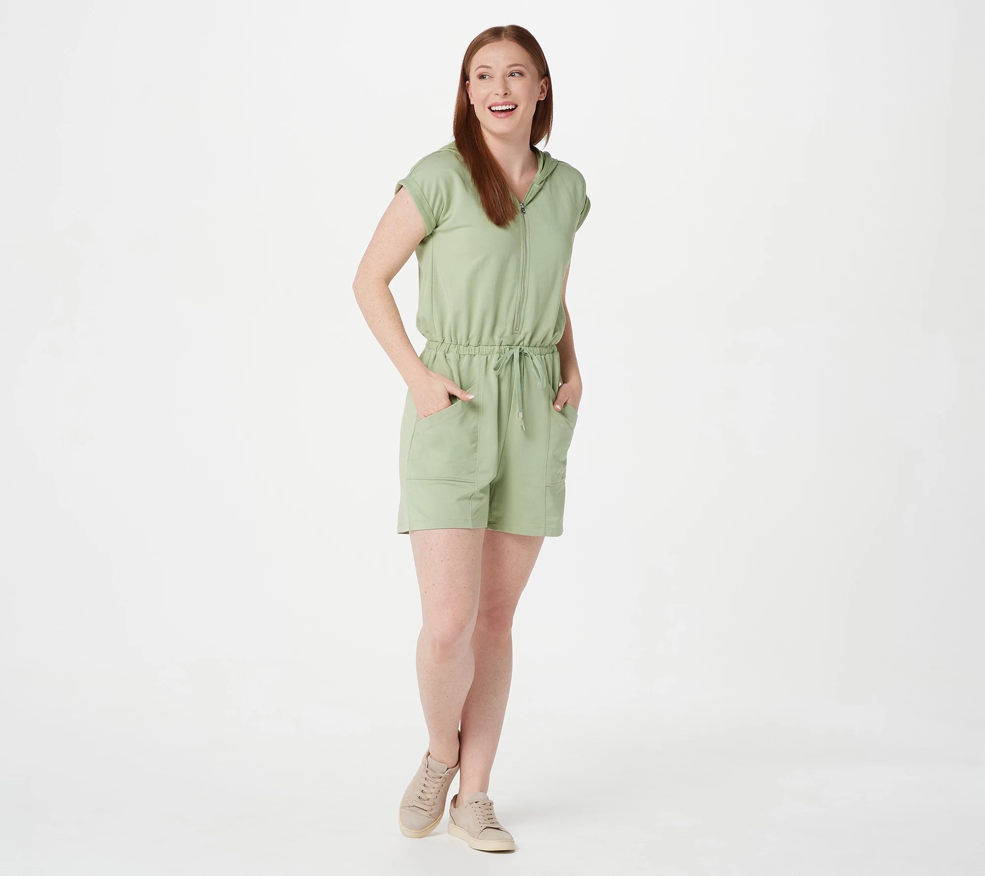 zuda ZKnit Hooded Zip Jumpsuit with Pockets