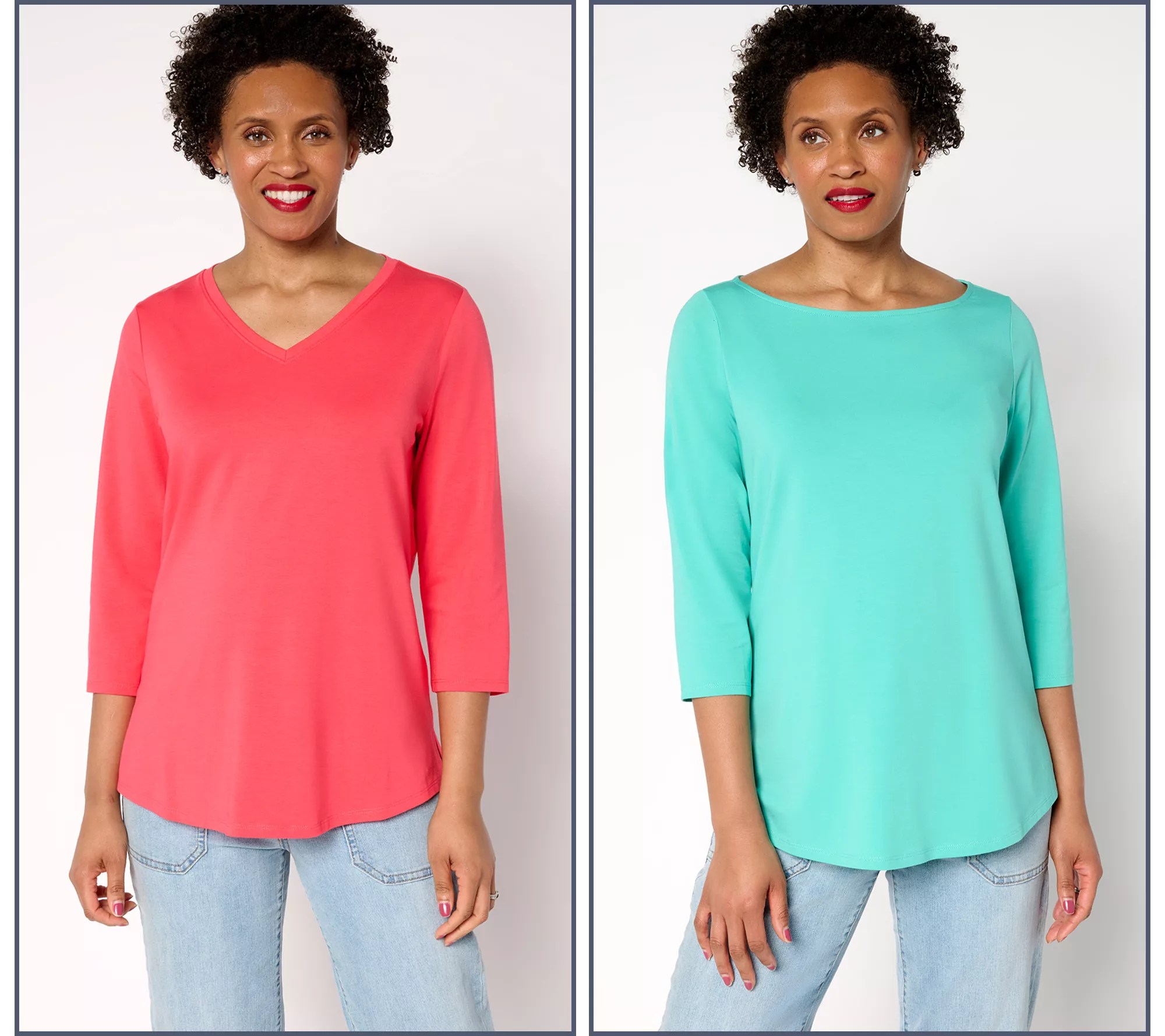 Belle by Kim Gravel TripleLuxe Knit Set of 2 3/4 Sleeve Tops