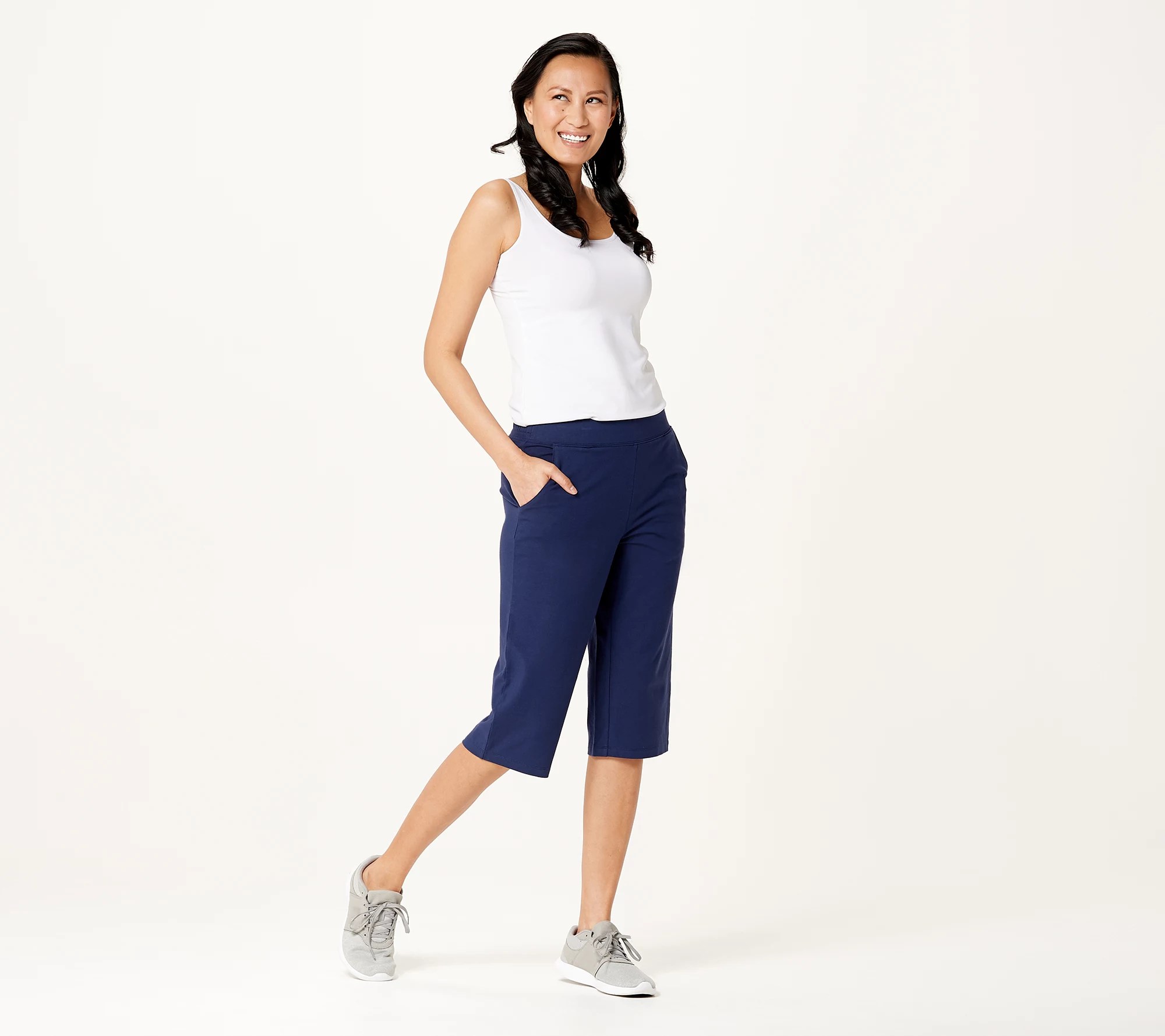 "As Is" Denim & Co. Active Duo Stretch Skimmer Length Pants
