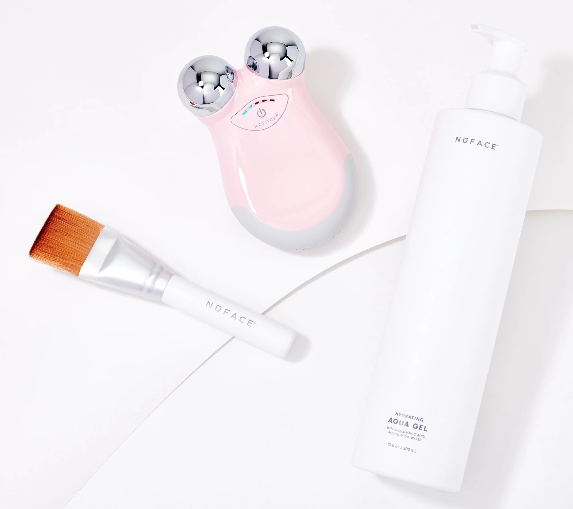 (QVC) NuFACE Mini Facial Toning Device w/10oz Aqua Gel & Brush