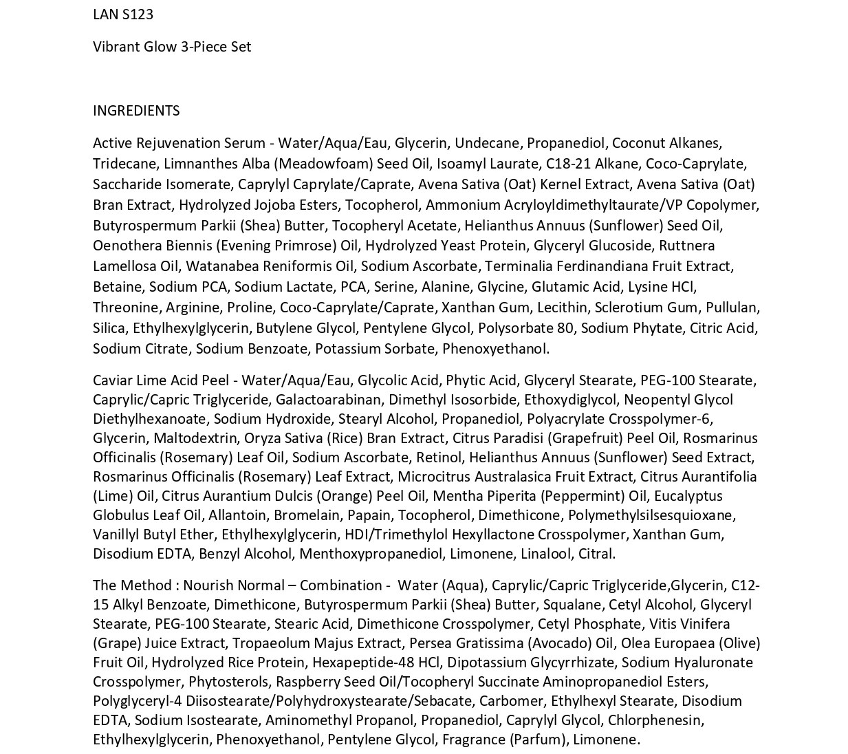 Lancer Vibrant Glow 3Piece Set