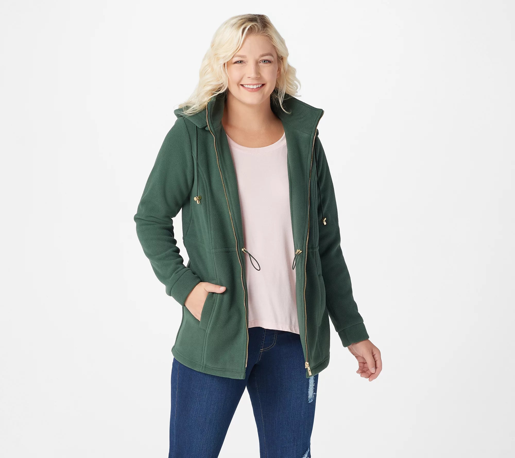 Belle by Kim Gravel Plush Fleece Hooded Anorak Jacket