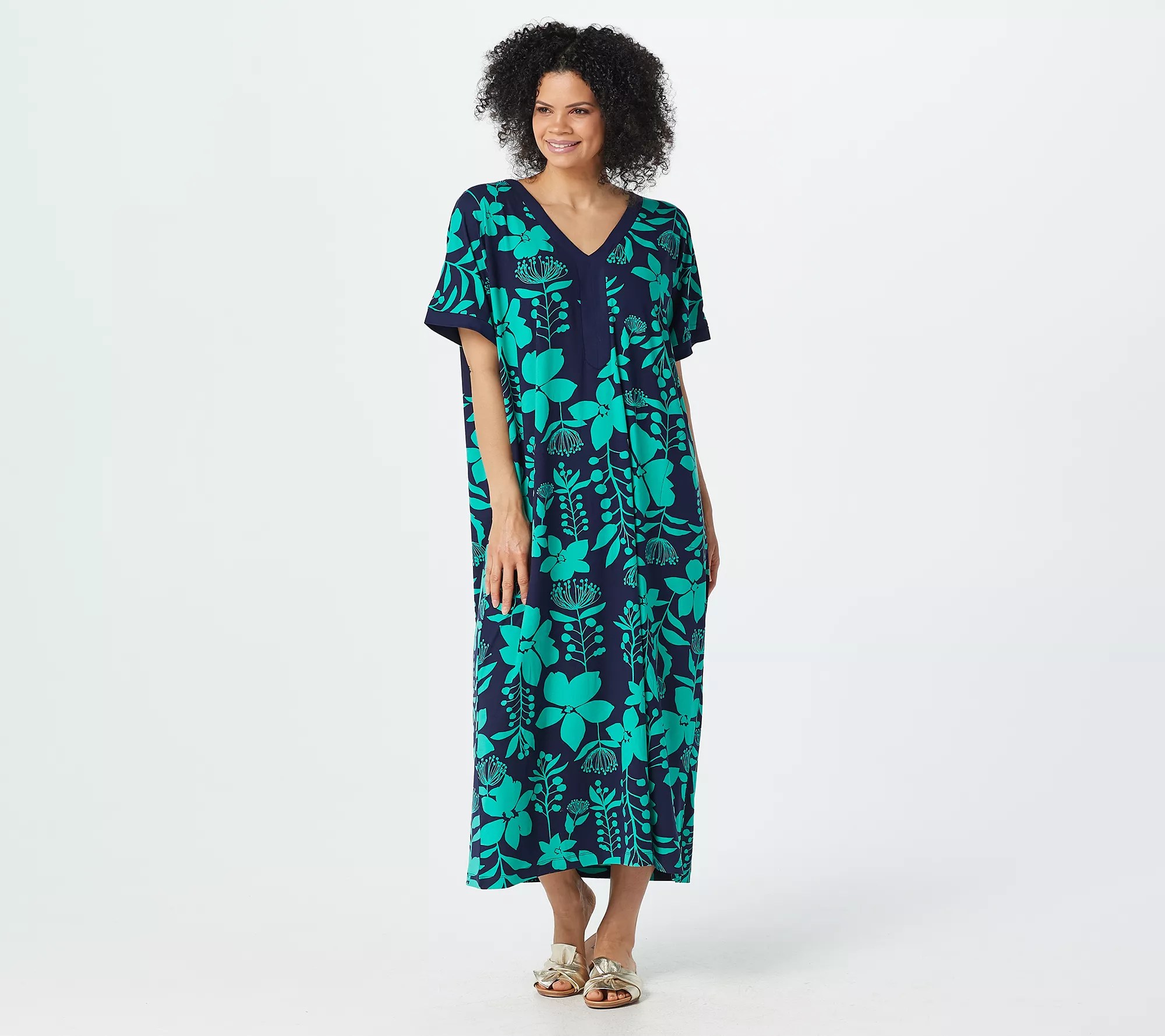 Stan Herman Paris Garden Brushed Cozy Jersey Caftan